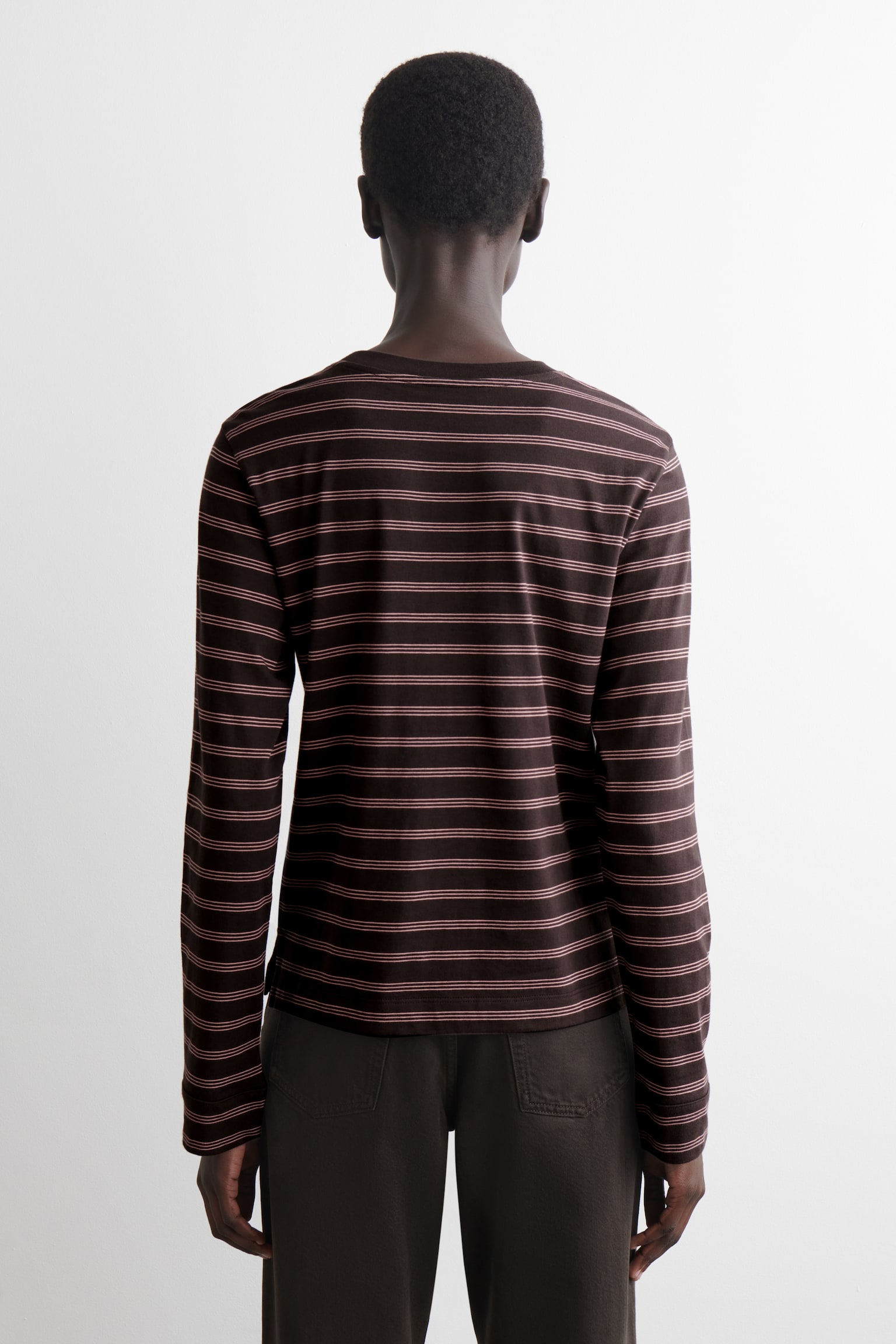 LANGARMSHIRT AUS BAUMWOLLE - BRAUN/ROSA/GESTREIFT/WEISS/GRAU MELIERT - 5