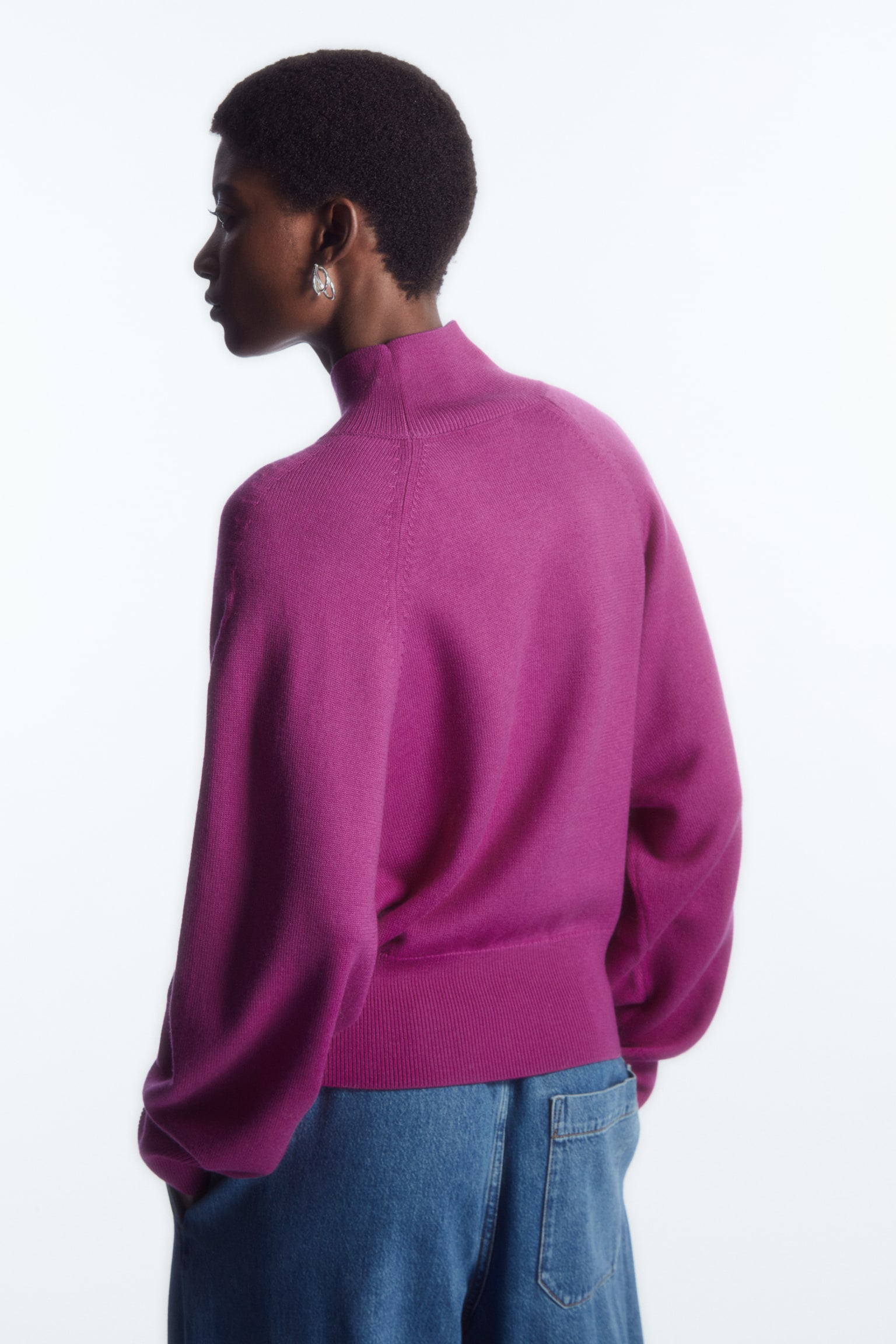 BATWING-SLEEVE MERINO WOOL JUMPER - PURPLE - 6