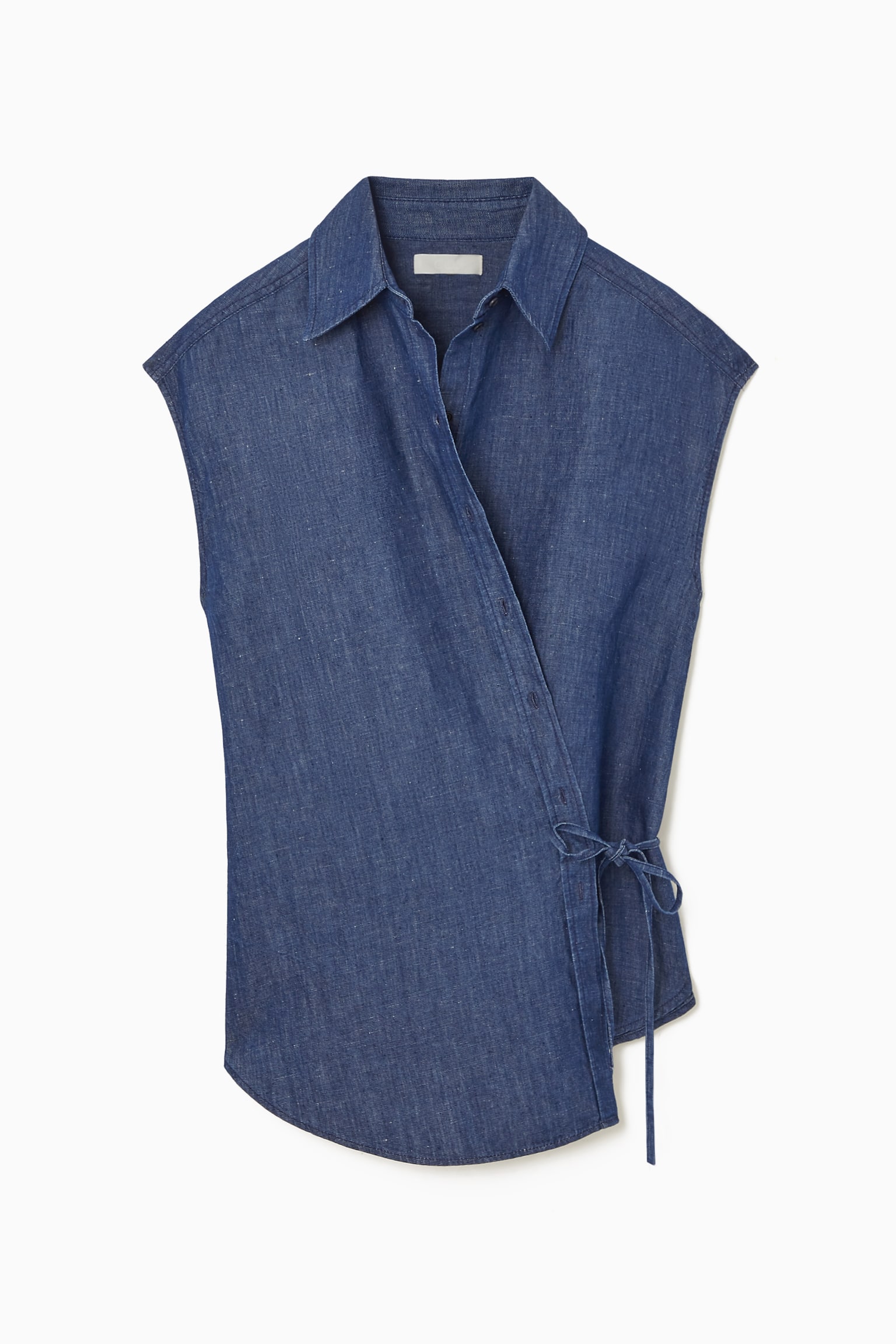 REGULAR DENIM WRAP SHIRT - BLUE - 2