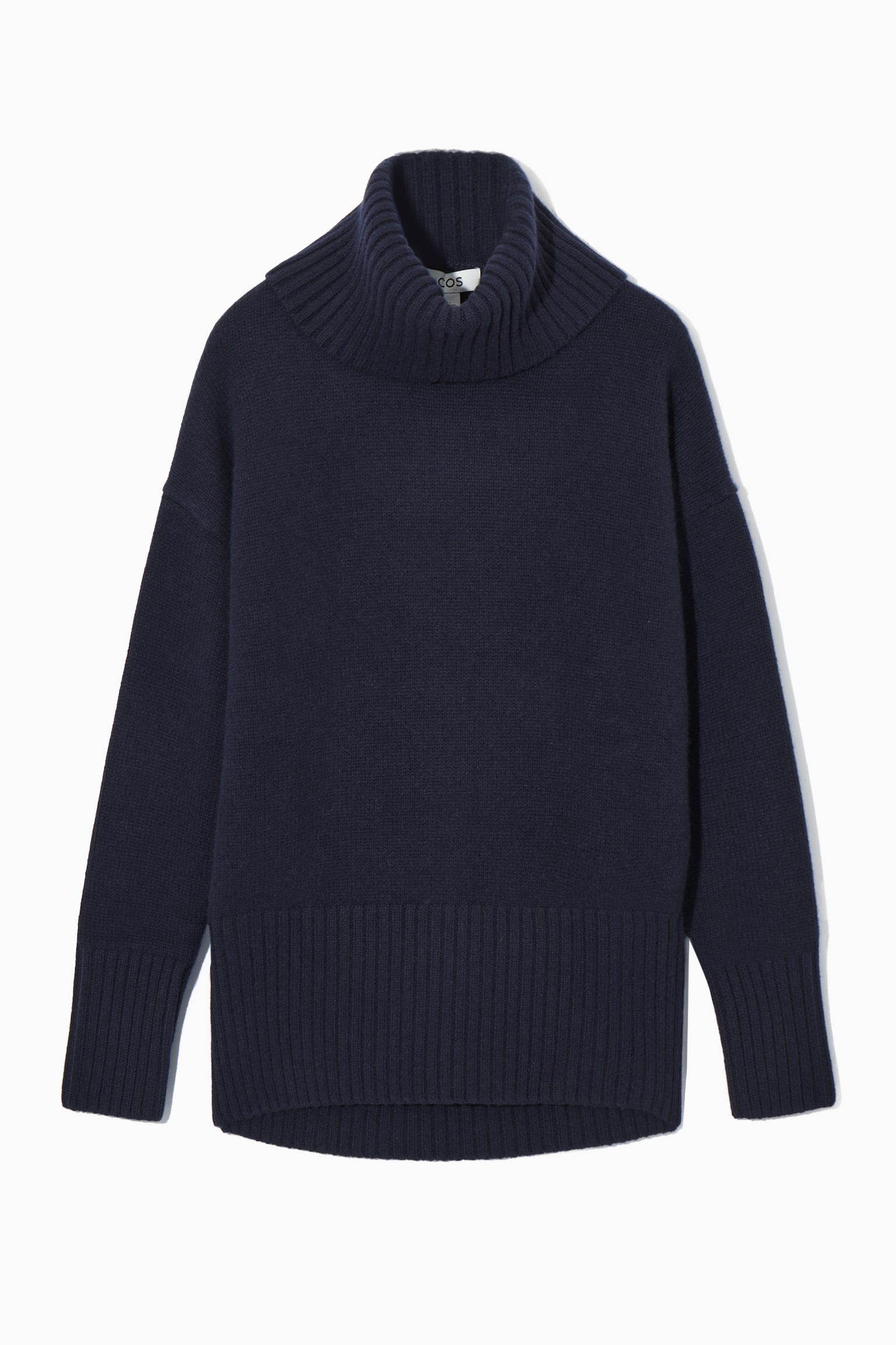 OVERSIZED PURE CASHMERE ROLL-NECK JUMPER - NAVY/RUST - 1