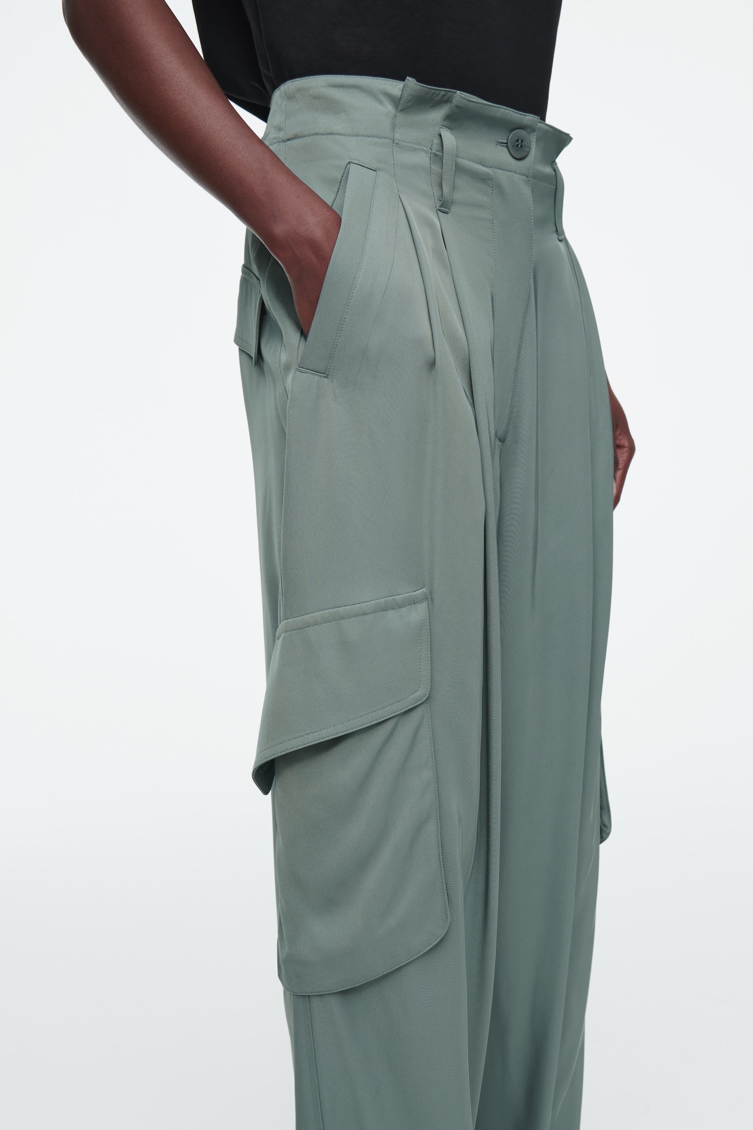 PAPERBAG UTILITY TROUSERS - TEAL/BLACK - 6