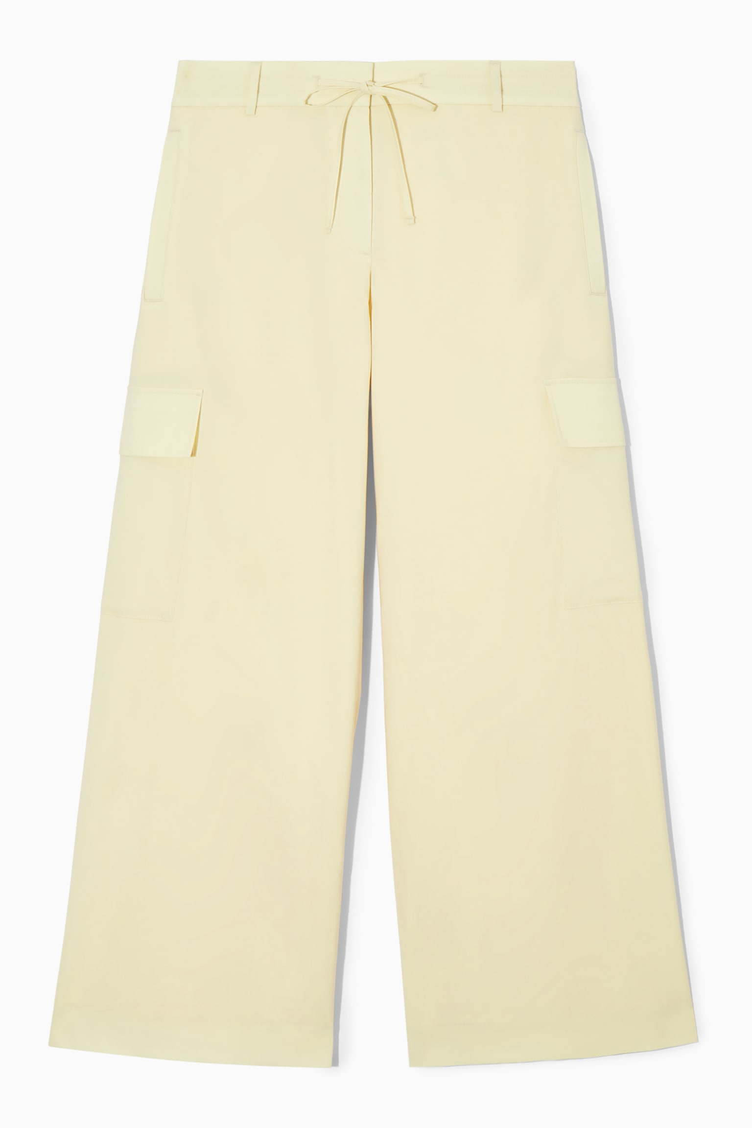 WIDE-LEG WOOL CARGO TROUSERS - LIGHT YELLOW/BLACK - 1