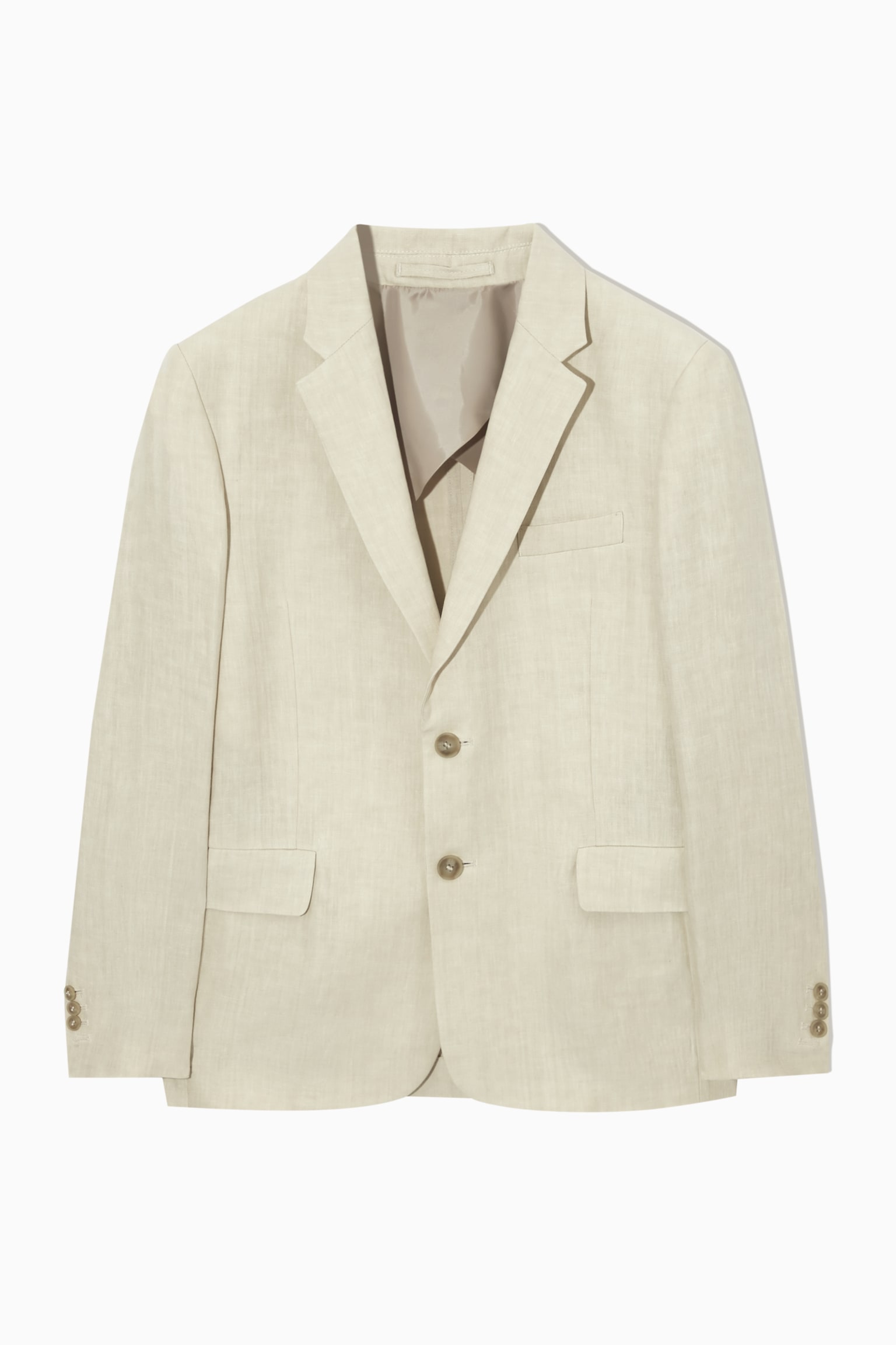 REGULAR-FIT SINGLE-BREASTED LINEN BLAZER - BEIGE - 1