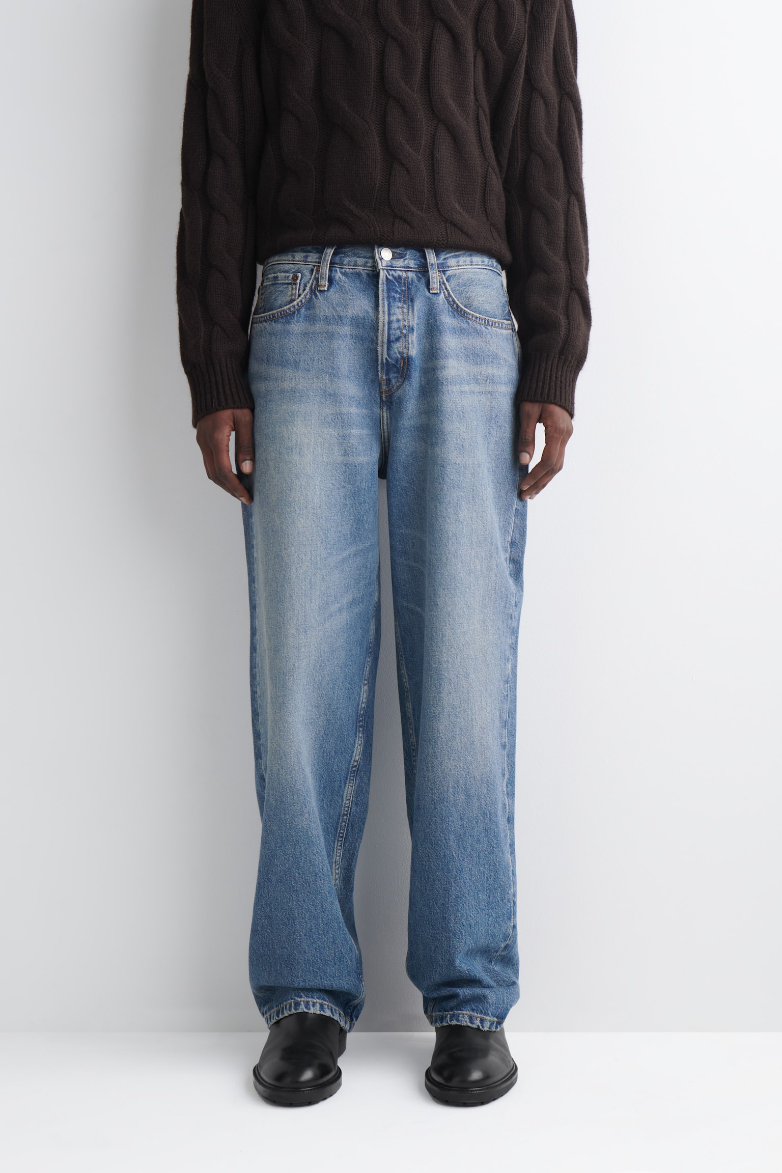 RIDER jeans met losse pasvorm en rechte pijpen - FADED BLUE/washed zwart - 3