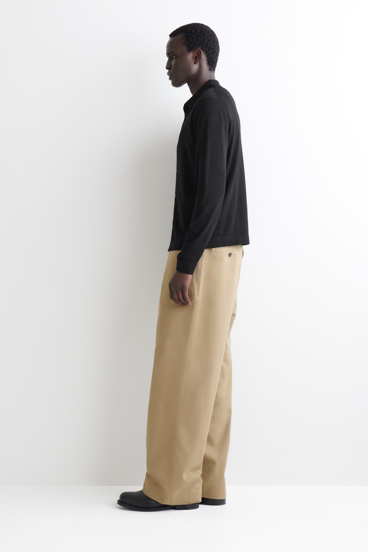 STICKAD SKJORTA I MERINOULL - SVART/BRUNMELERAD/MÖRKGRÅ - 8