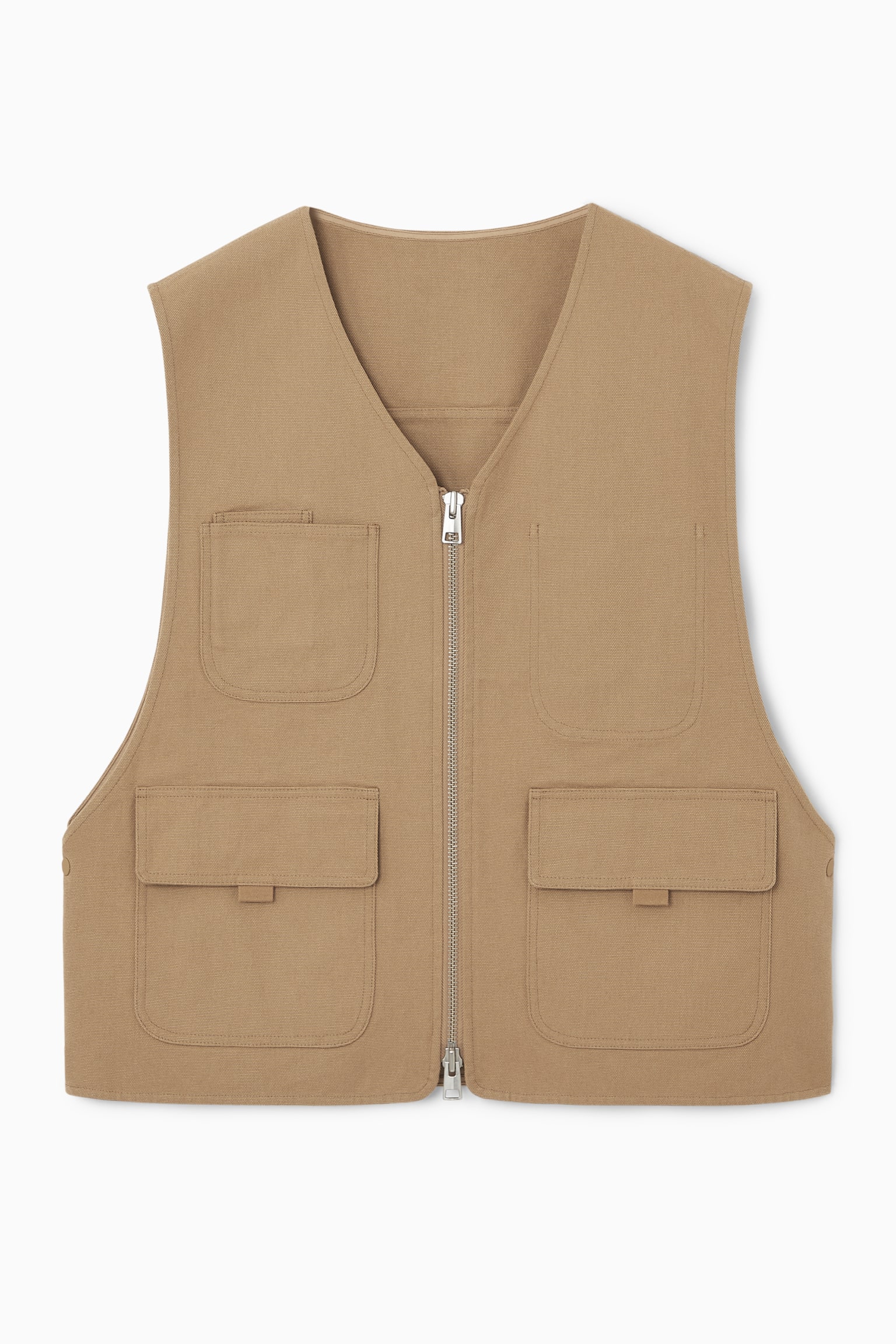 ZIPPED HYBRID UTILITY VEST - DARK BEIGE - 2