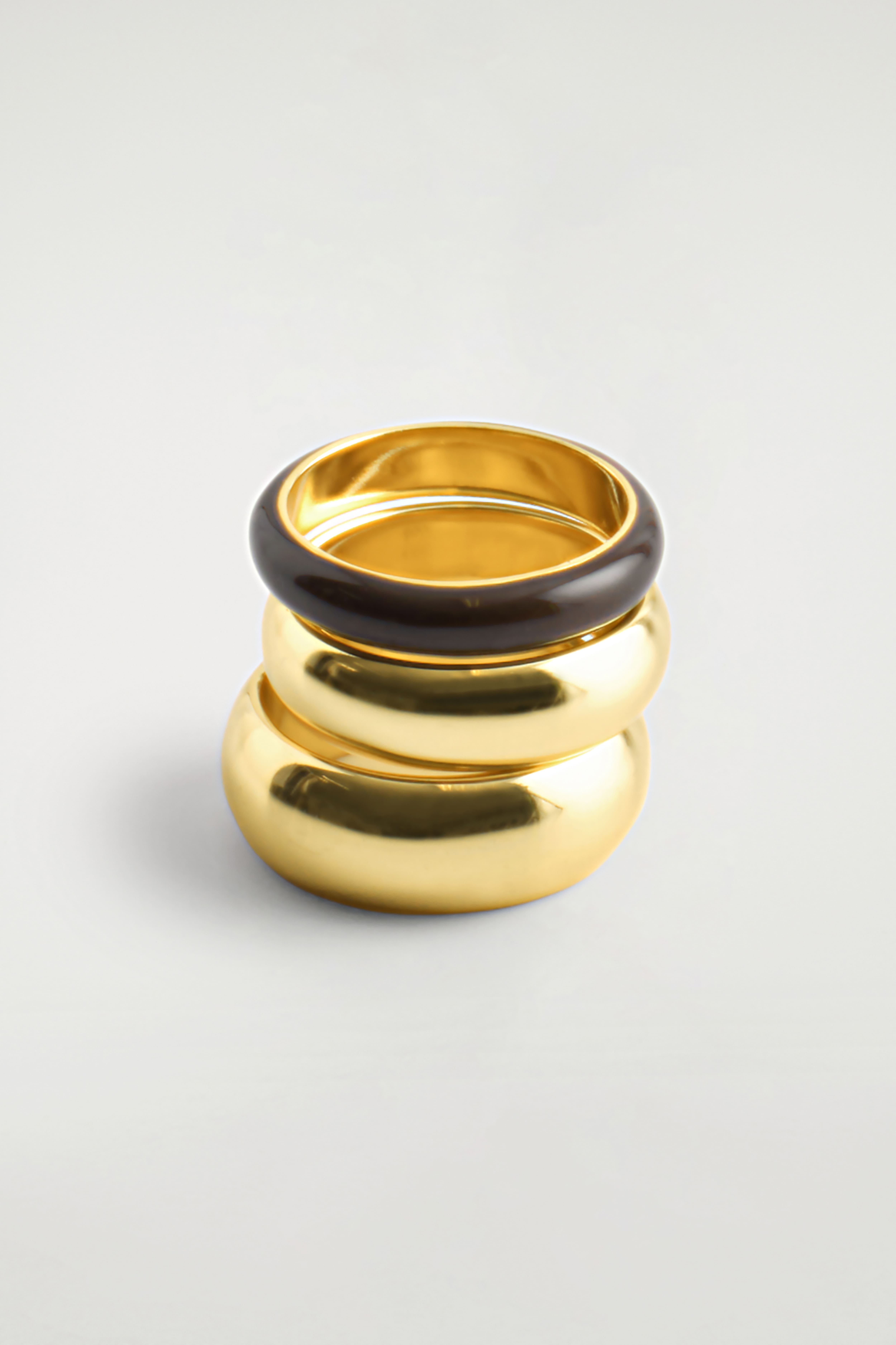3ER-PACK RINGE - GOLD/BRAUN