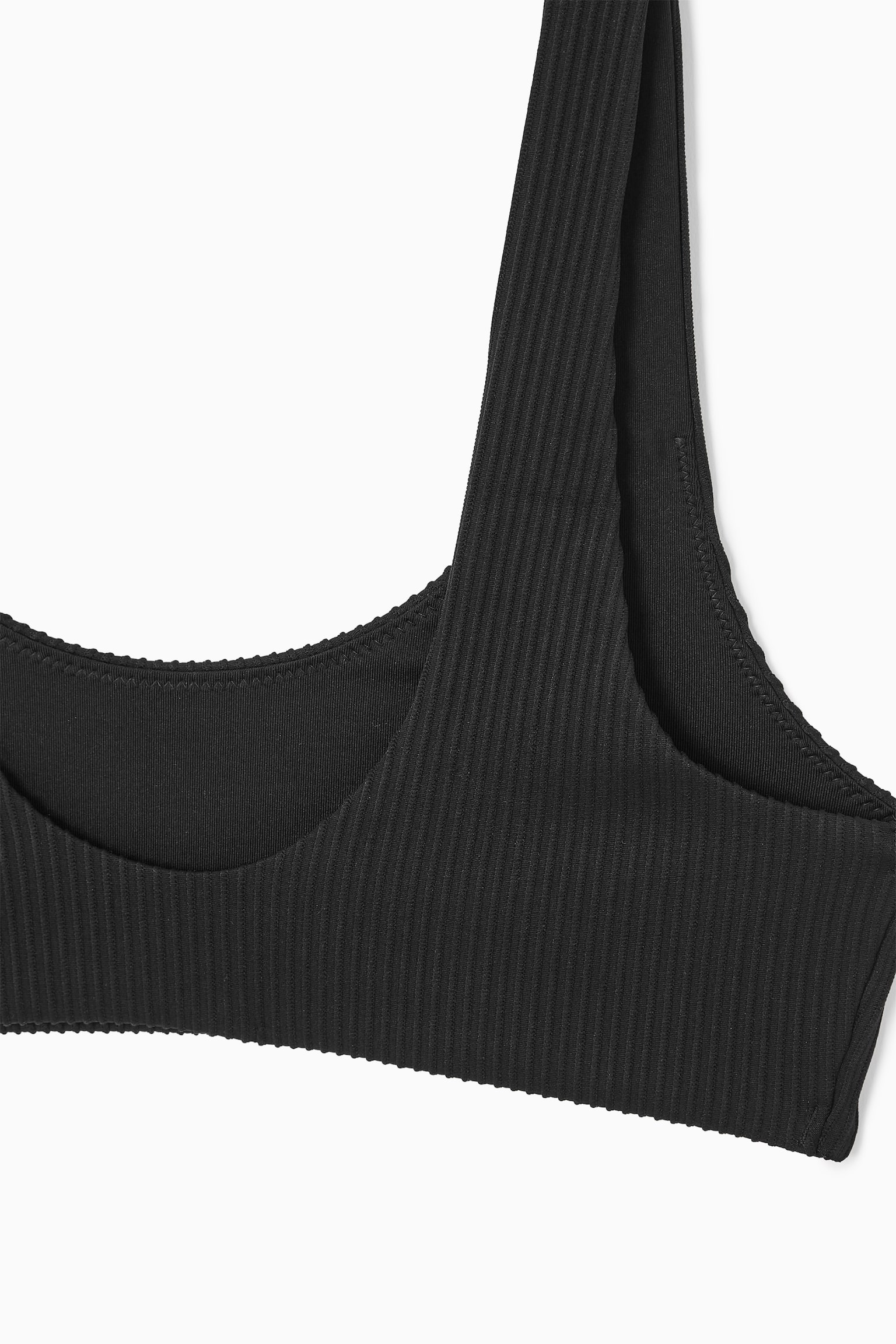 SCOOP-NECK RIBBED BIKINI TOP - BLACK/WHITE/BRIGHT RED - 7