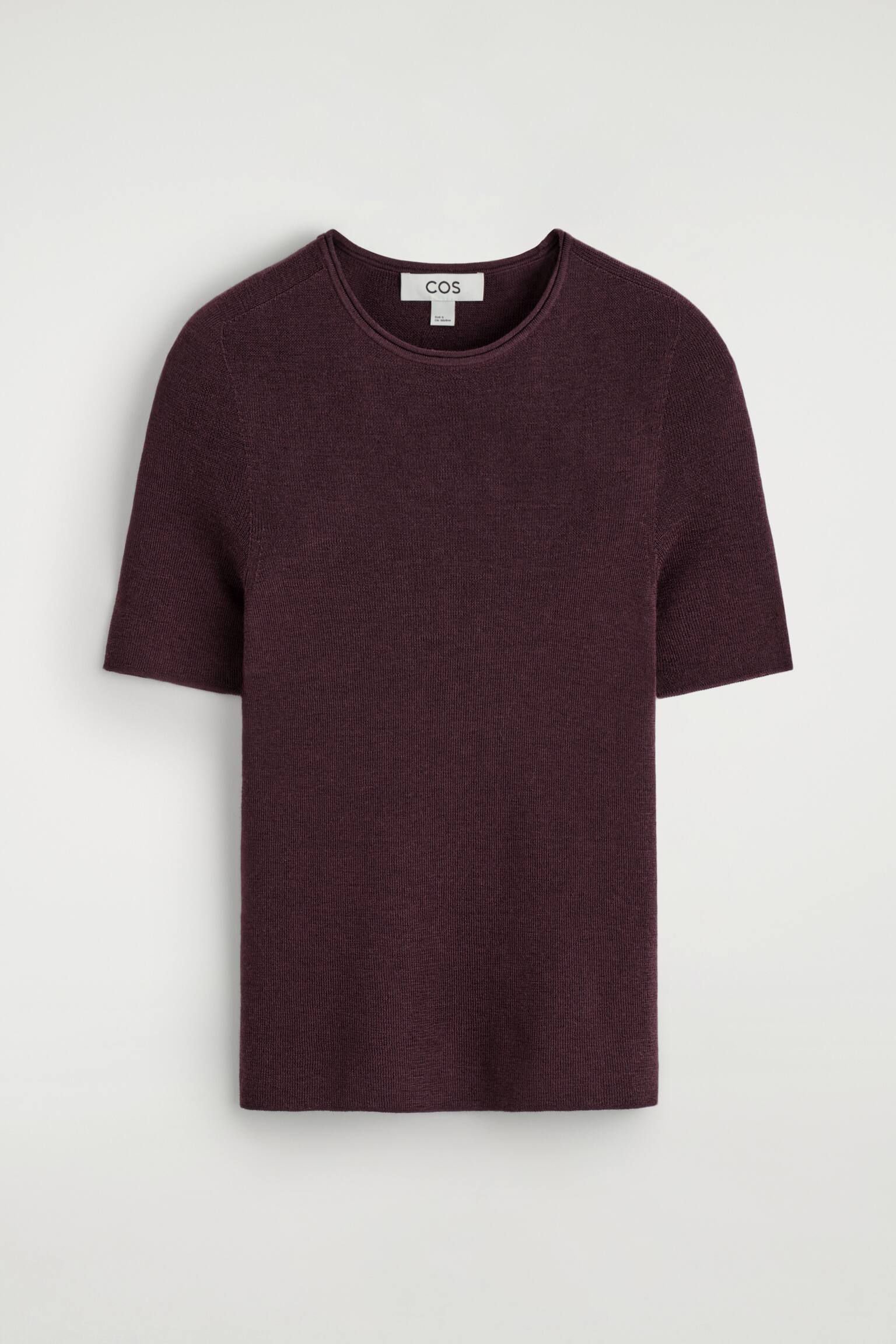 SEAMLESS MERINO WOOL T-SHIRT - BURGUNDY MÉLANGE/BEIGE MÉLANGE/CHARCOAL MÉLANGE - 2