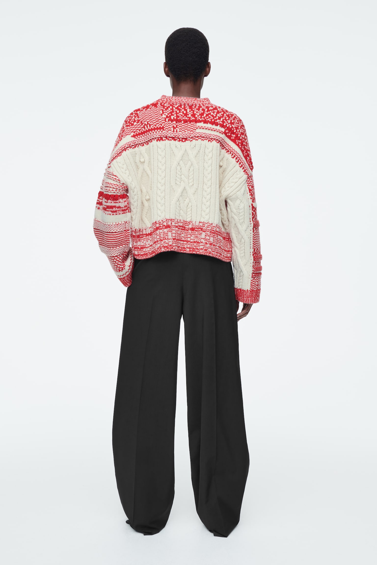 FAIR ISLE MERINO WOOL JUMPER - RED / CREAM - 5