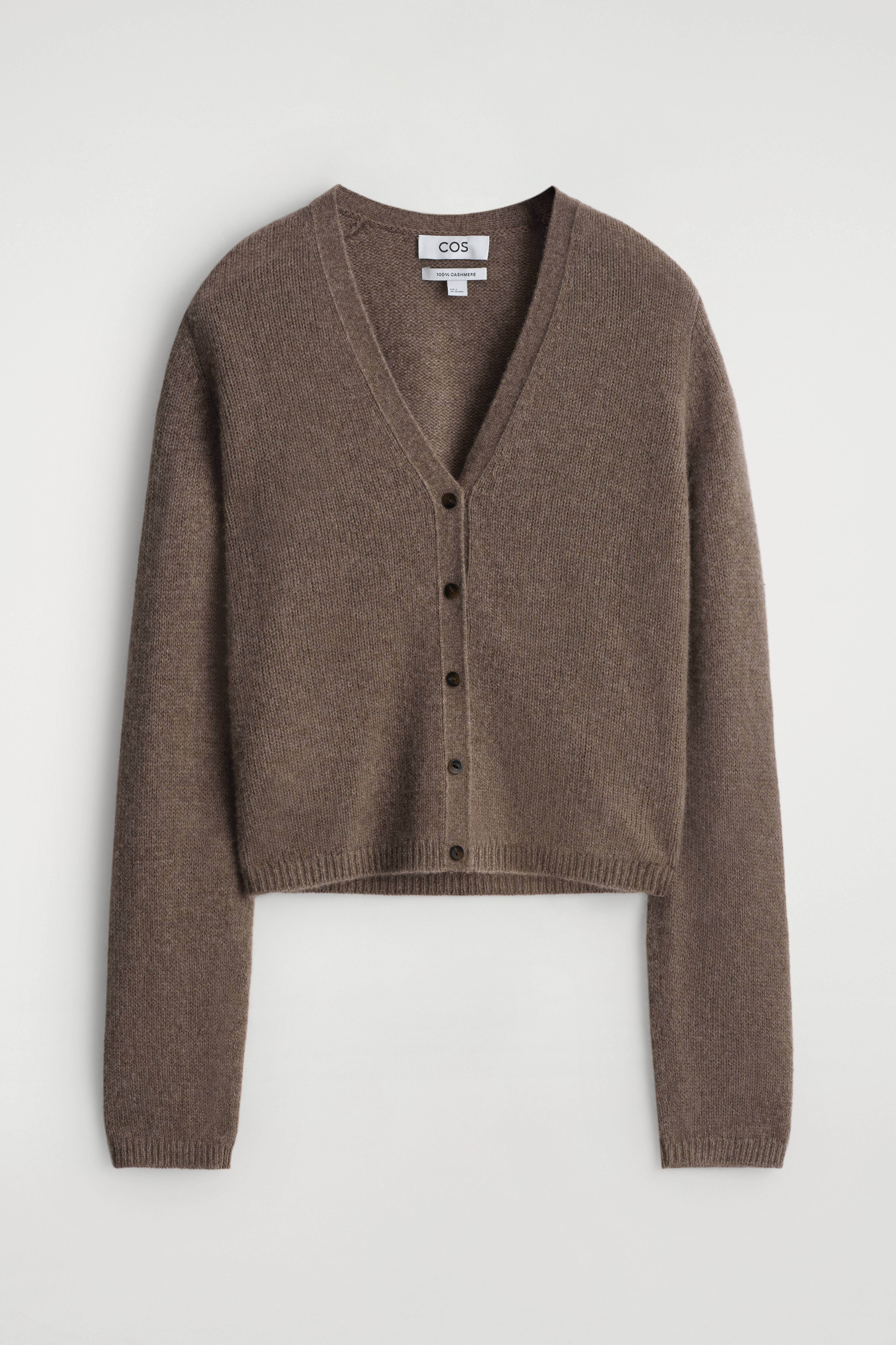 STRICKJACKE AUS KASCHMIR MIT V-AUSSCHNITT - BRAUN MELIERT/CREME