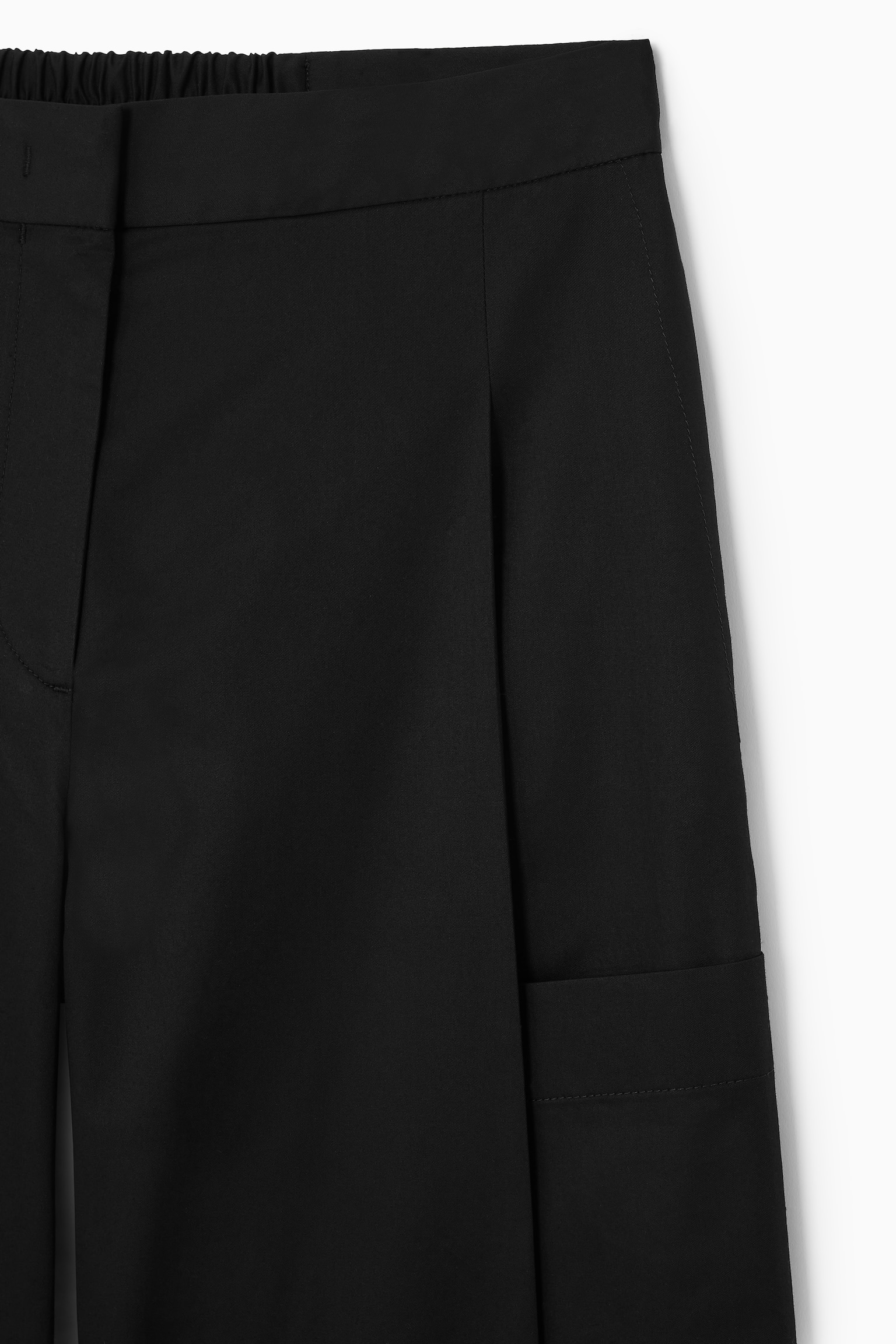 ELASTICATED PLEATED CULOTTES - BLACK/WHITE - 5