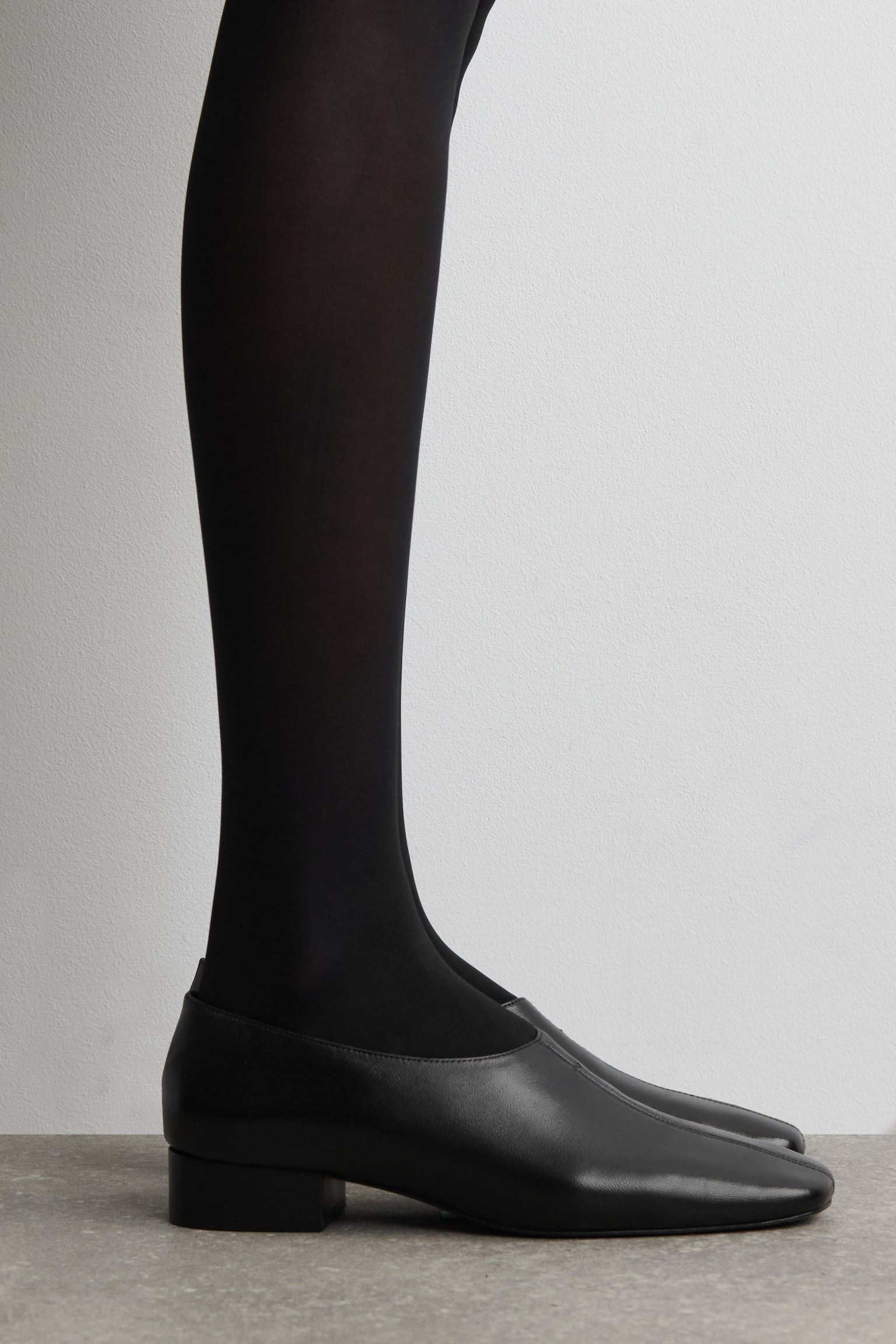 KOŽENÉ TOPÁNKY NA PODPÄTKU SO ŠTVORCOVOU ŠPIČKOU - BLACK - 3