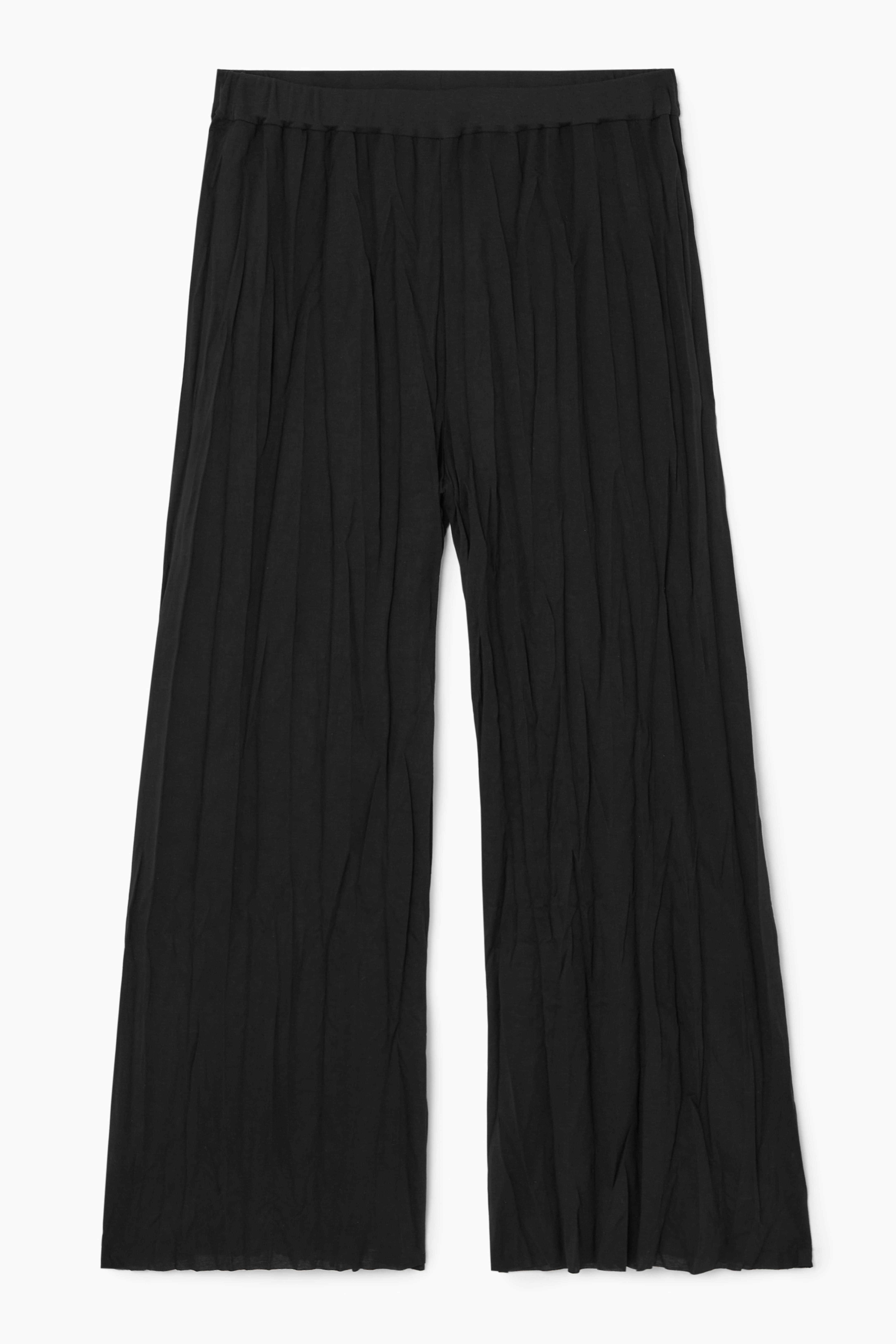 CRINKLED JERSEY WIDE-LEG TROUSERS - BLACK - Ladies | H\u0026M GB
