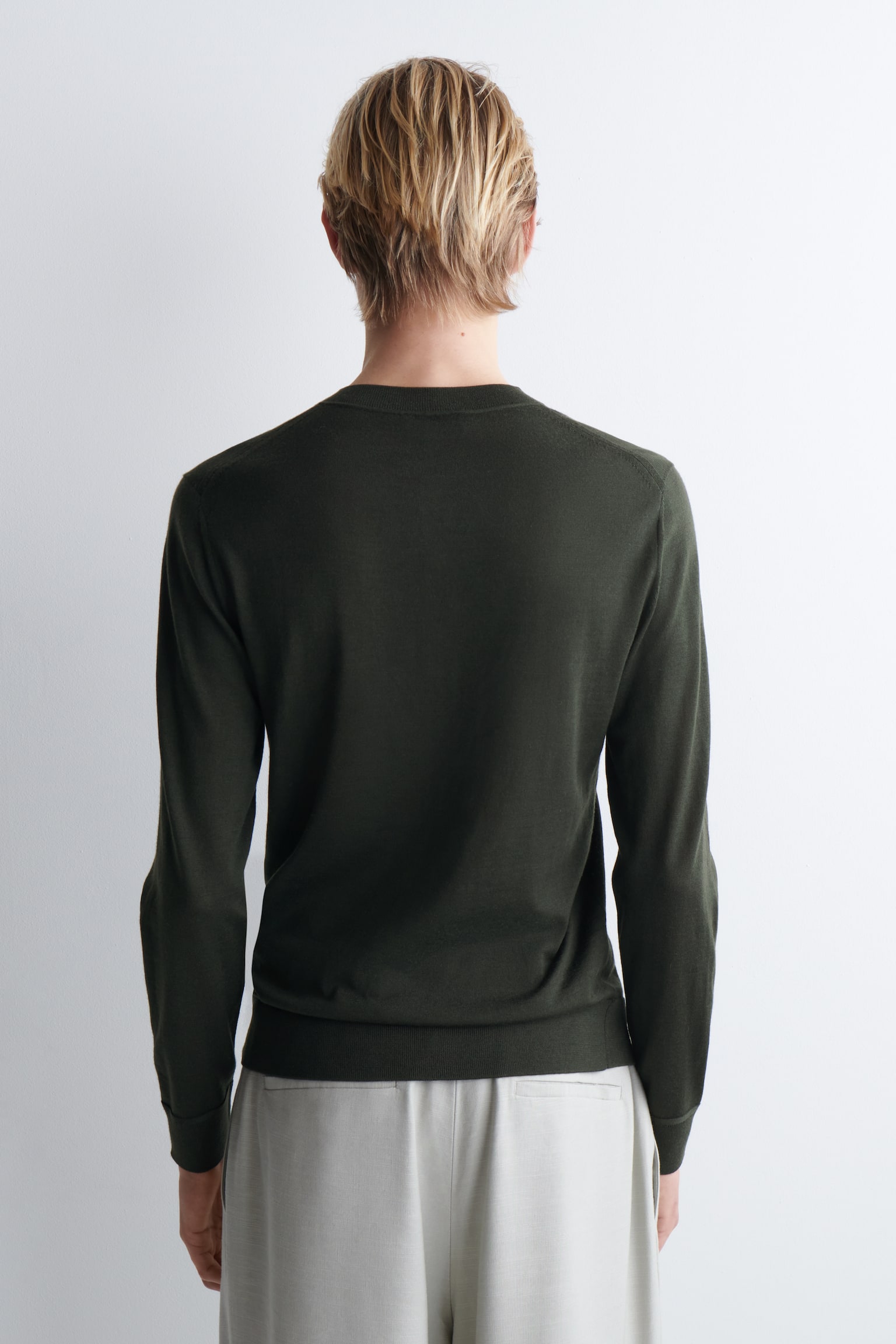 TOP HENLEY SLIM EN LAINE MÉRINOS - VERT FONCÉ/NOIR - 6