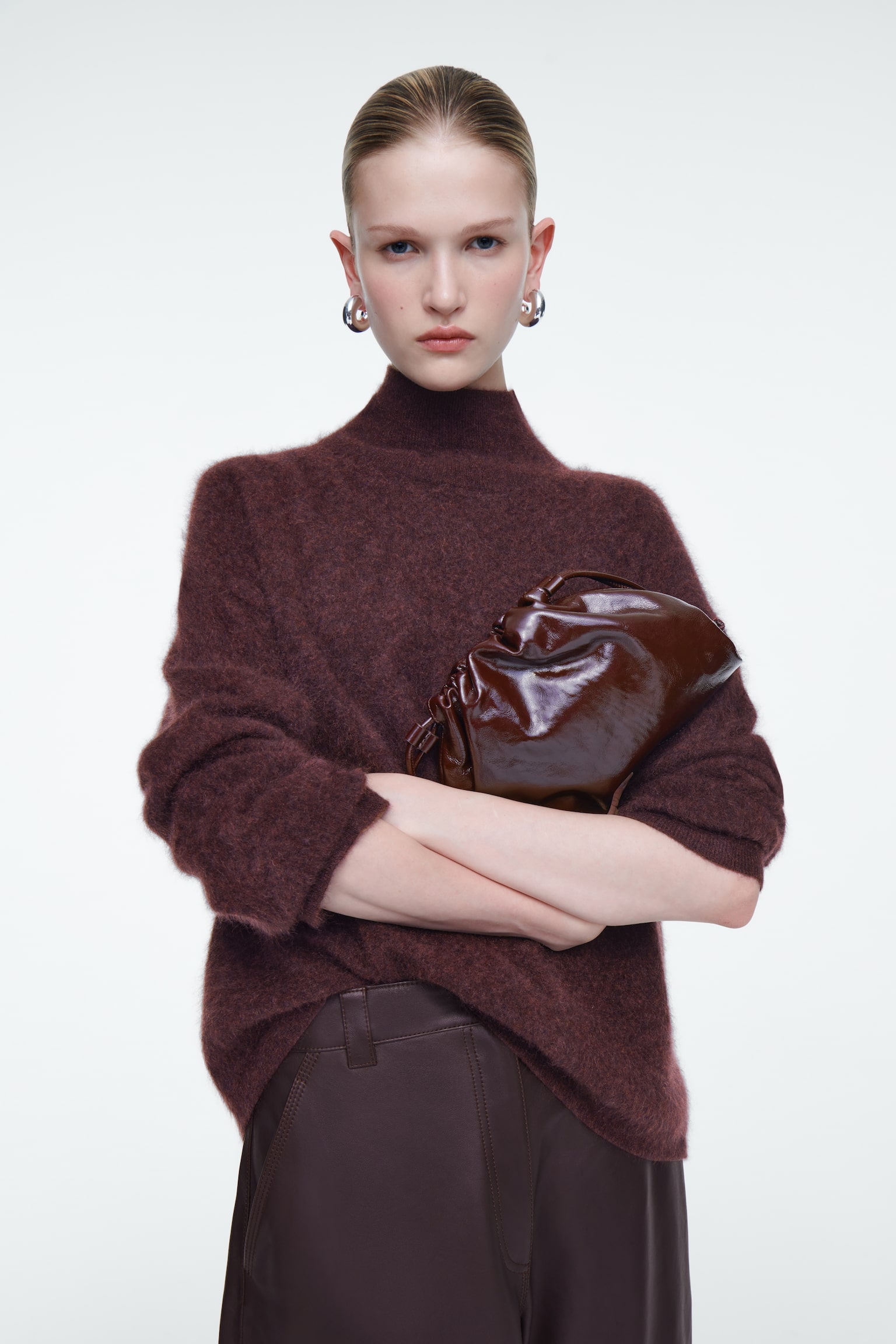 MINI CAVATELLI CLUTCH - LEATHER - BORDEAUX/BLACK - 5