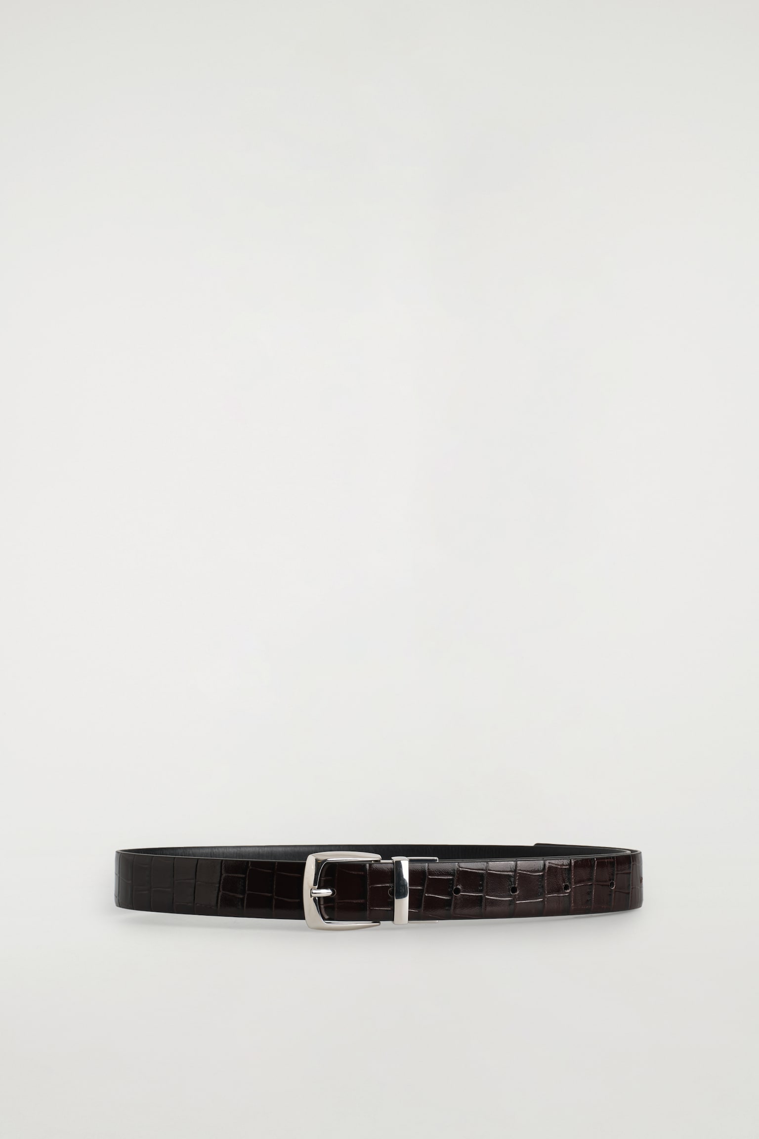 OMKEERBARE LEREN RIEM - Bruin croco-effect / zwart/slangenhuid-effect / zwart - 2