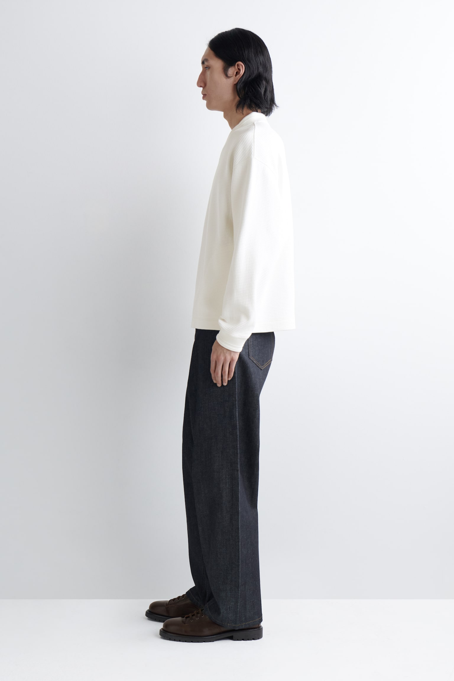 ΦΟΥΤΕΡ V-NECK ΑΠΟ ΒΑΜΒΑΚΙ WAFFLE - WHITE - 6