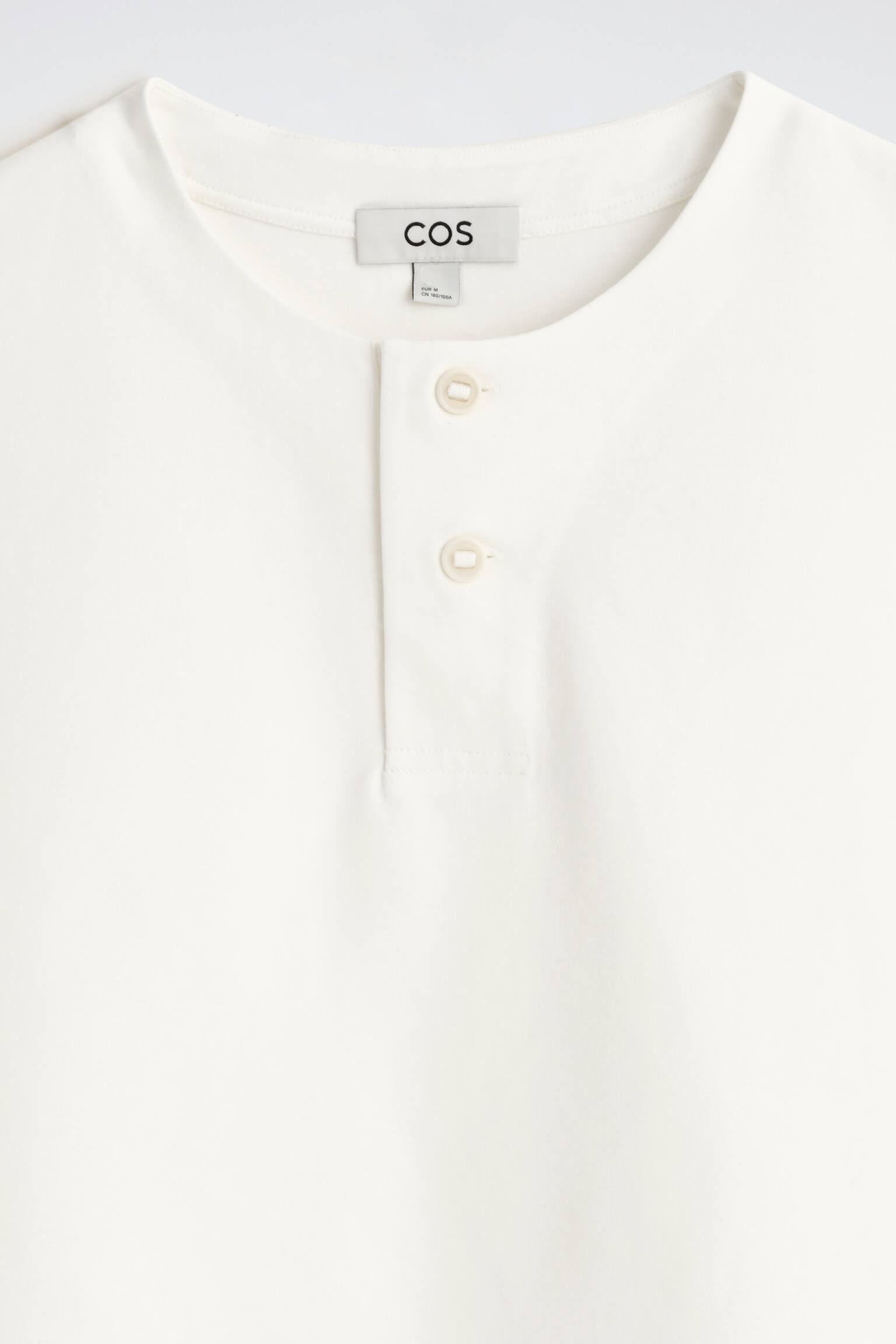 OVERSIZED HENLEY T-SHIRT I BOMULDSJERSEY - HVID/SORT - 3