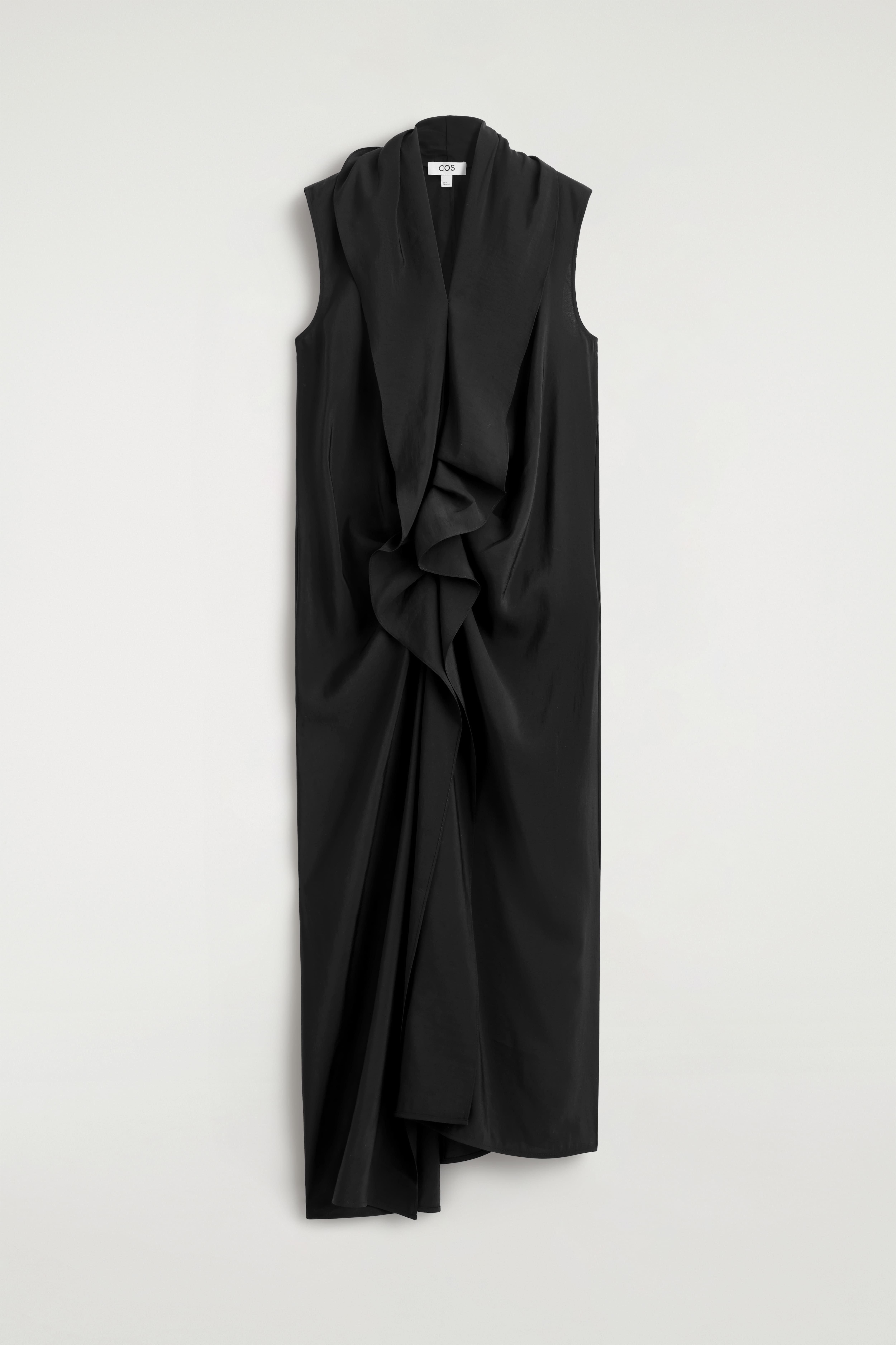 ABITO MIDI DRAPPEGGIATO CON RUCHES - NERO