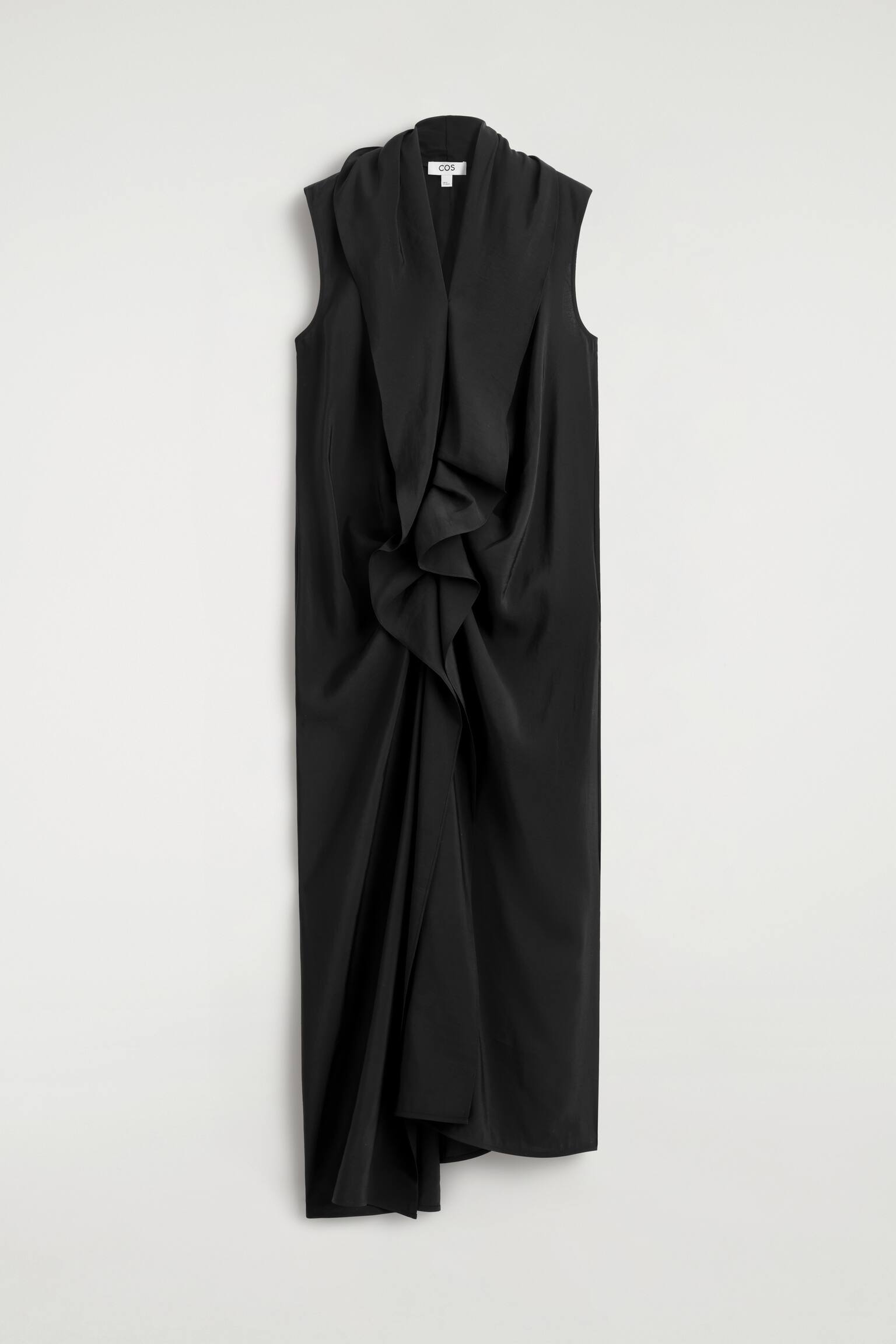 RUFFLED DRAPED MIDI DRESS - SORT - 2