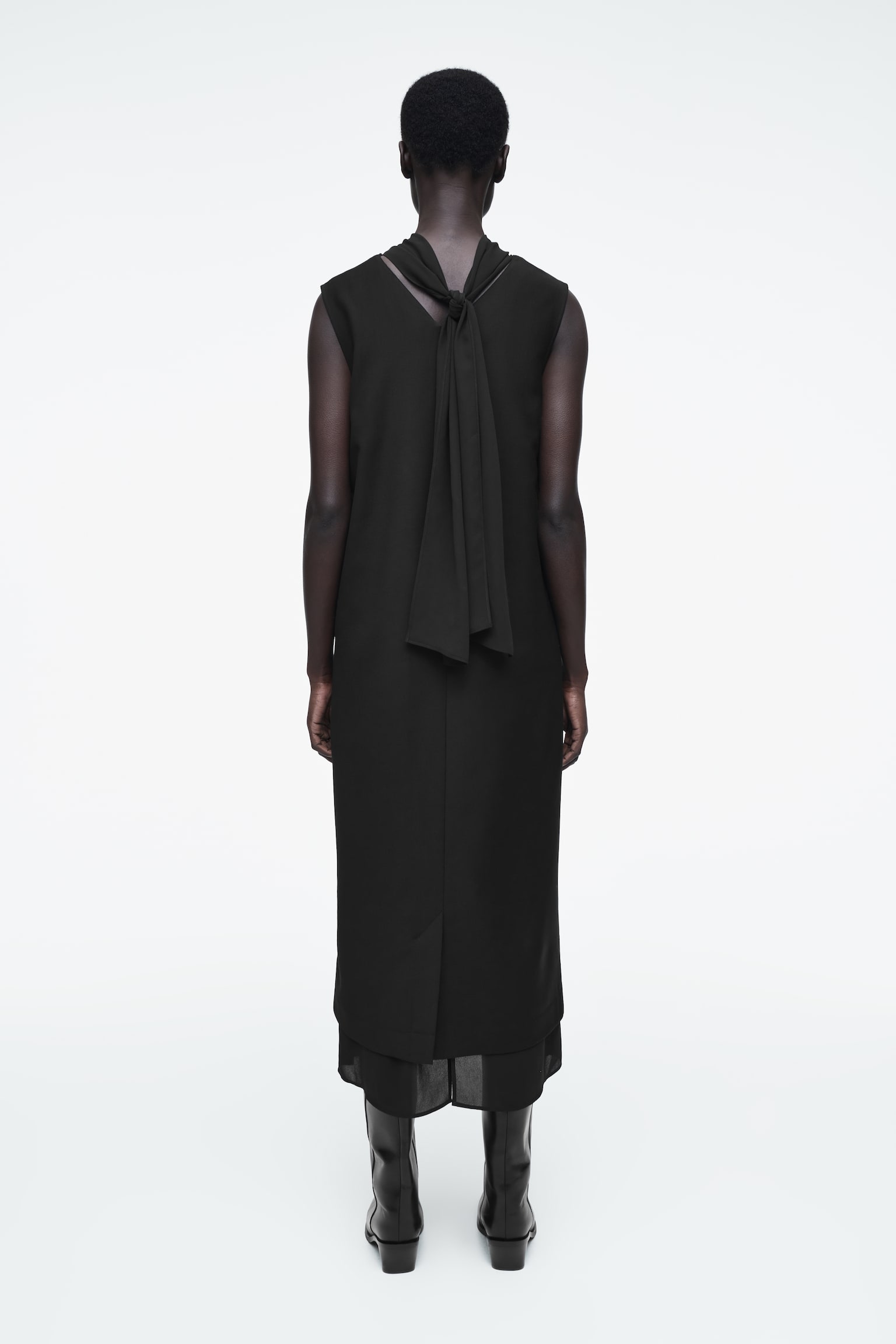 LAYERED WOOL DRESS - BLACK - 7