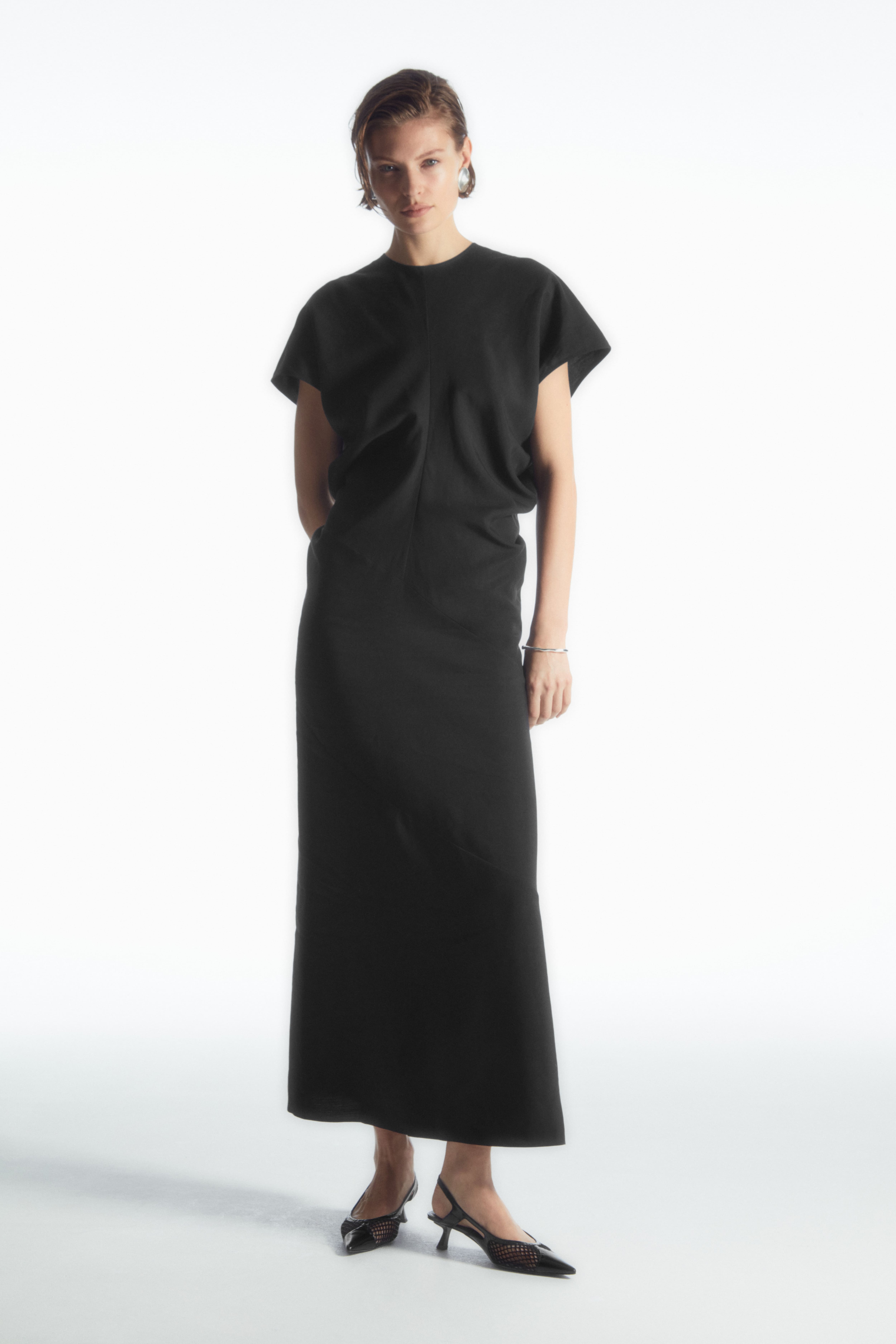 Black Linen Dresses Mini Midi Maxi Shirt Shift H M GB