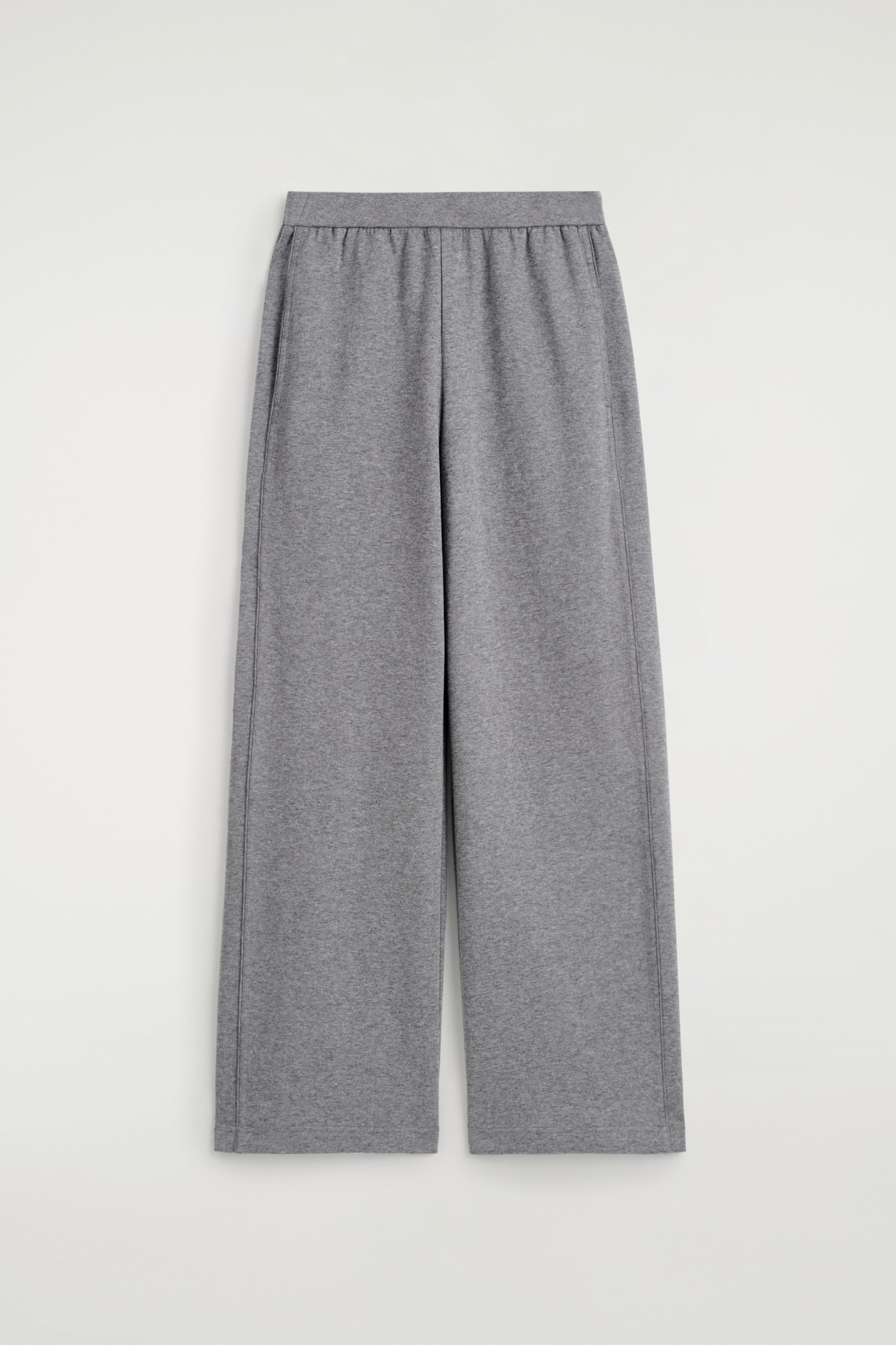 JOGGERS A GAMBA LARGA IN COTONE - GRIGIO MÉLANGE/MARRONE SCURO