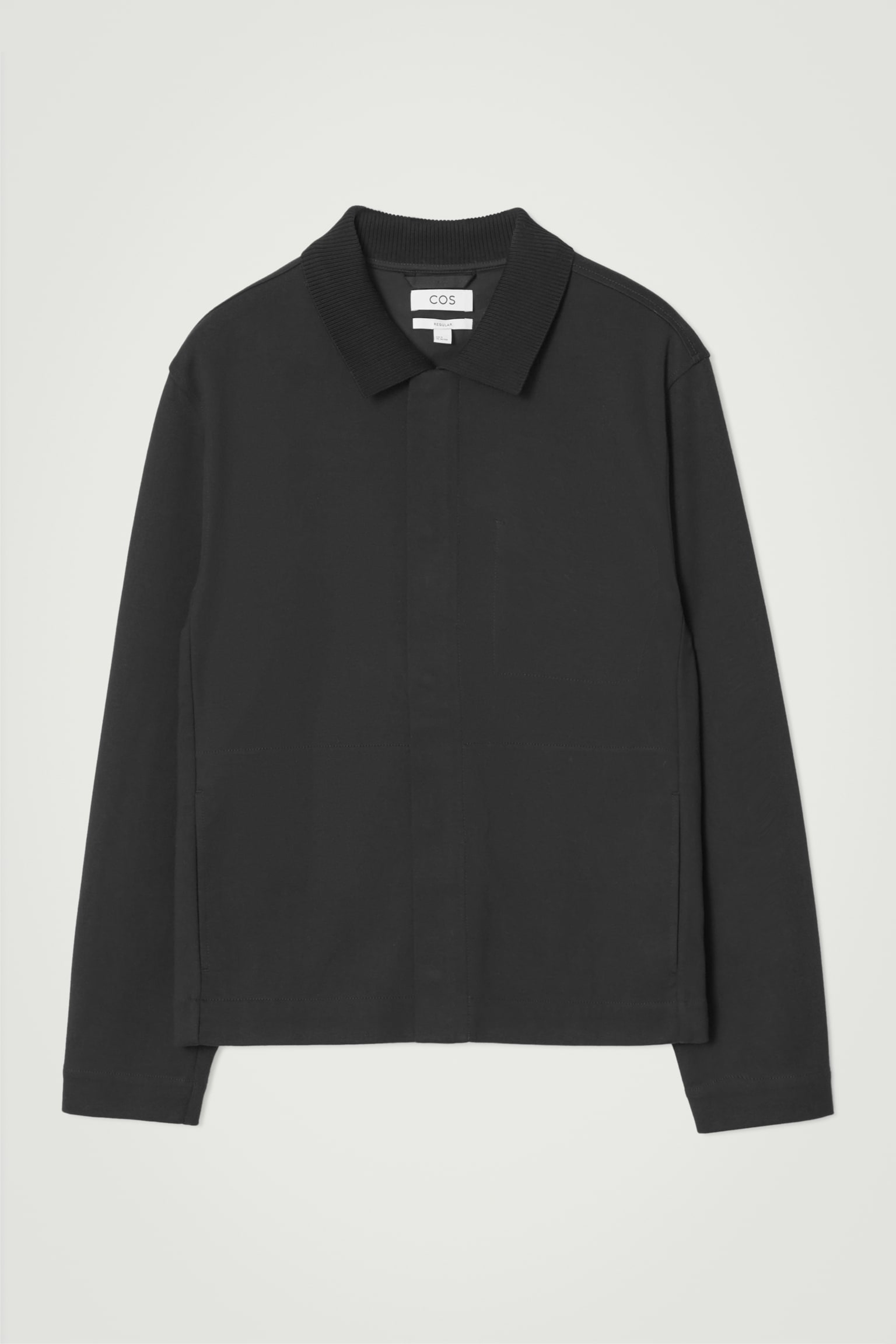 COLLARED COTTON-JERSEY JACKET - BLACK - 2