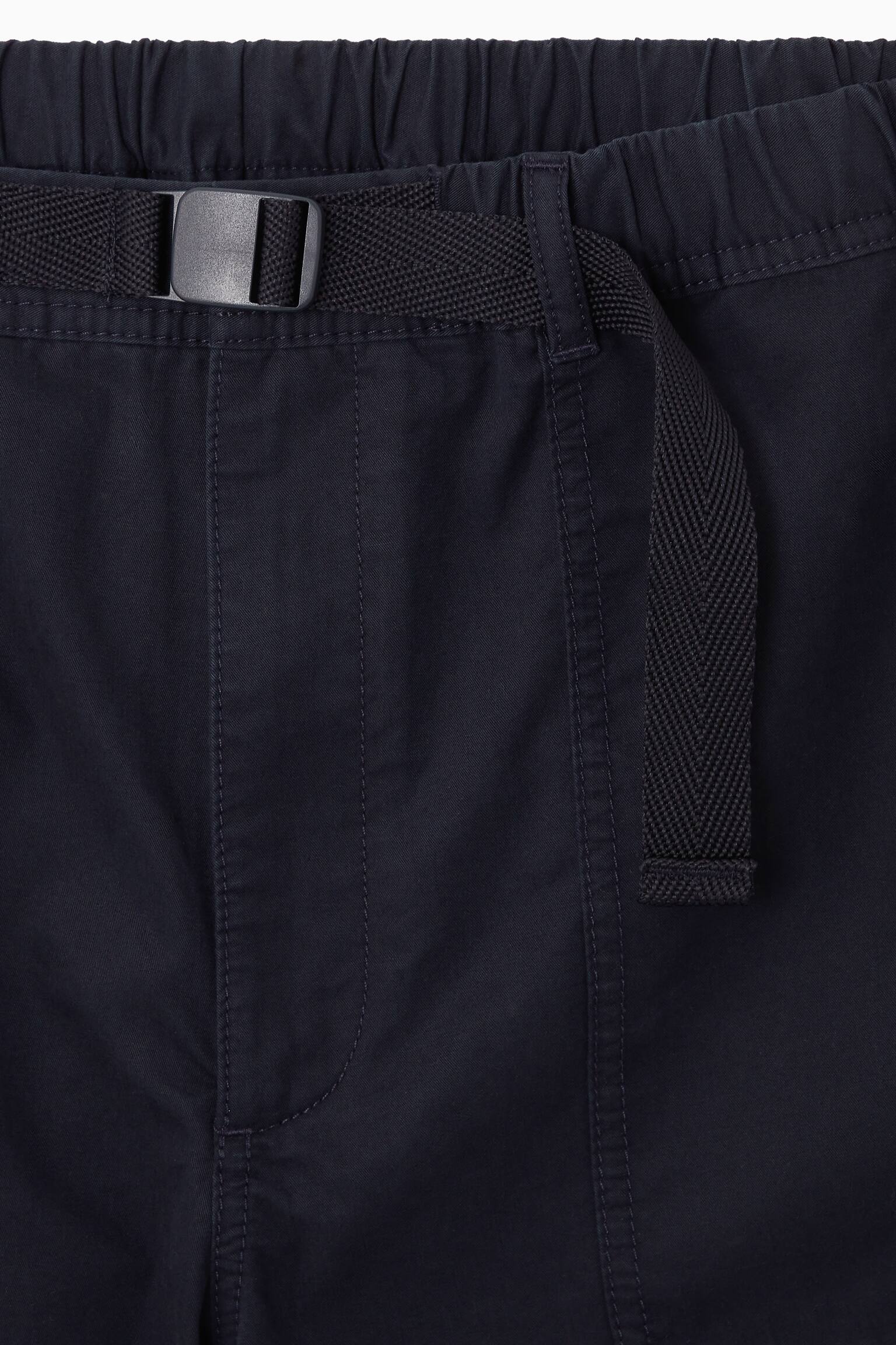 BUCKLED UTILITY SHORTS - NAVY BLUE/KHAKI BROWN - 7