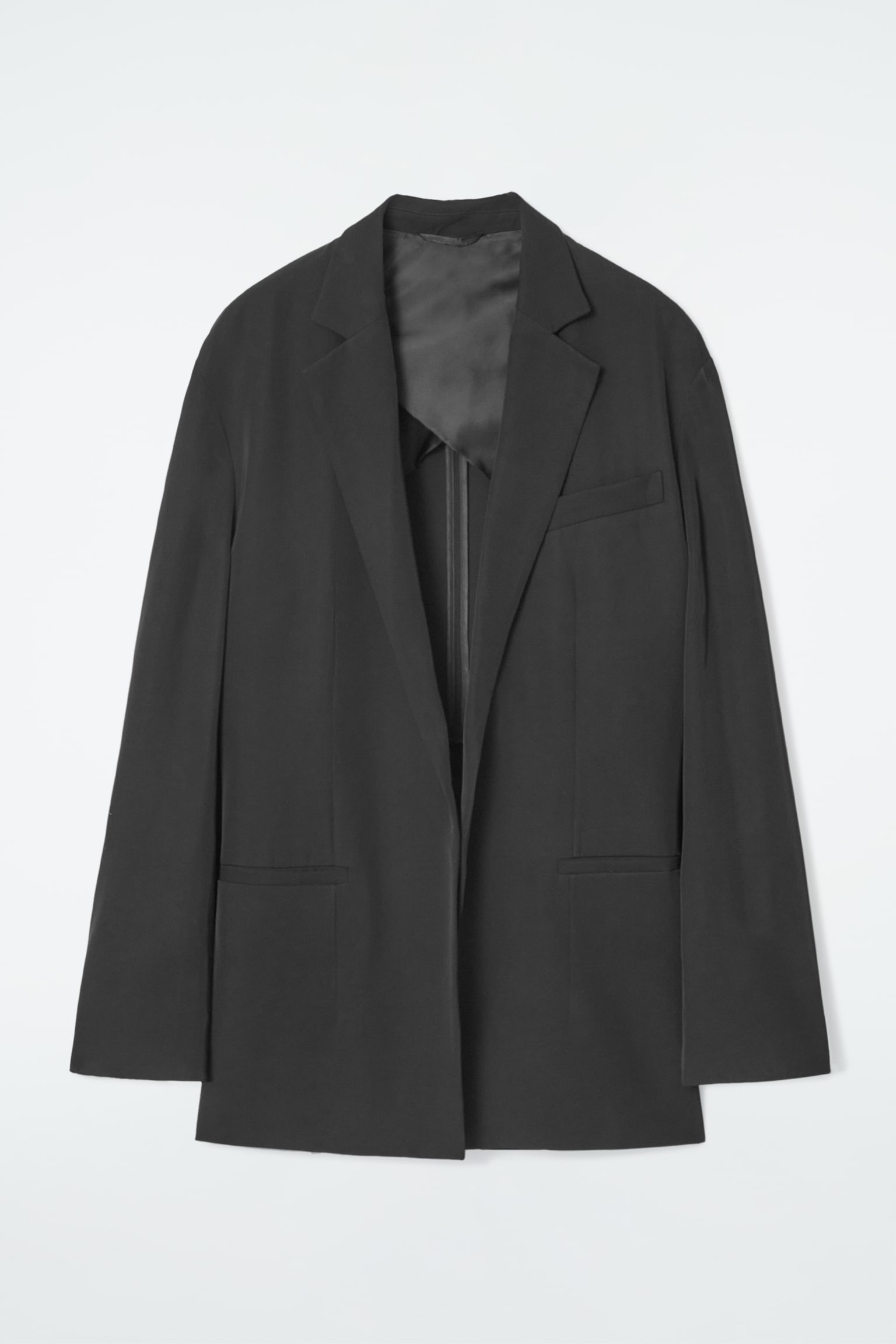 OVERSIZED TIE-FRONT BLAZER - BLACK/KHAKI GREEN - 2