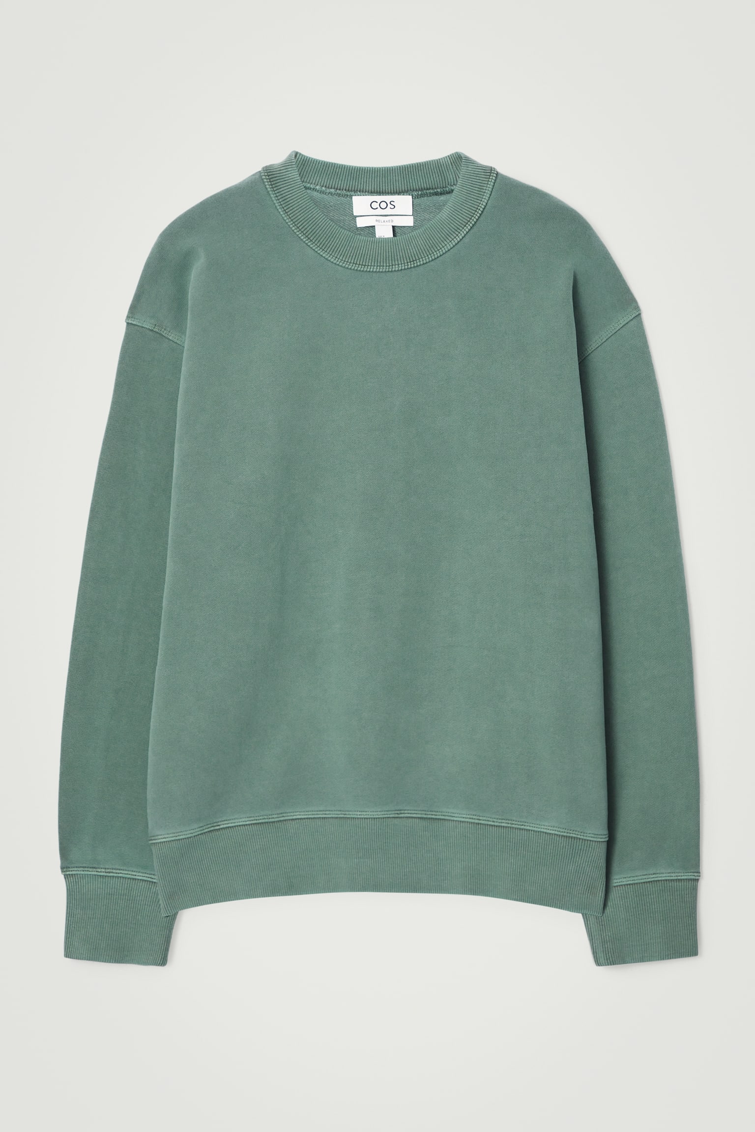 RELAXED WASHED-COTTON SWEATSHIRT - GREEN/WASHED BLACK - 2