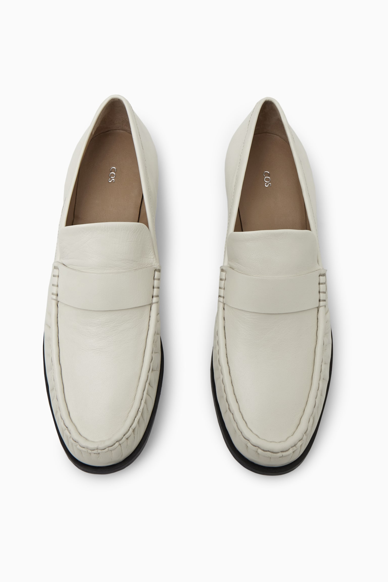 LEATHER LOAFERS - OFF WHITE/BLACK - 4