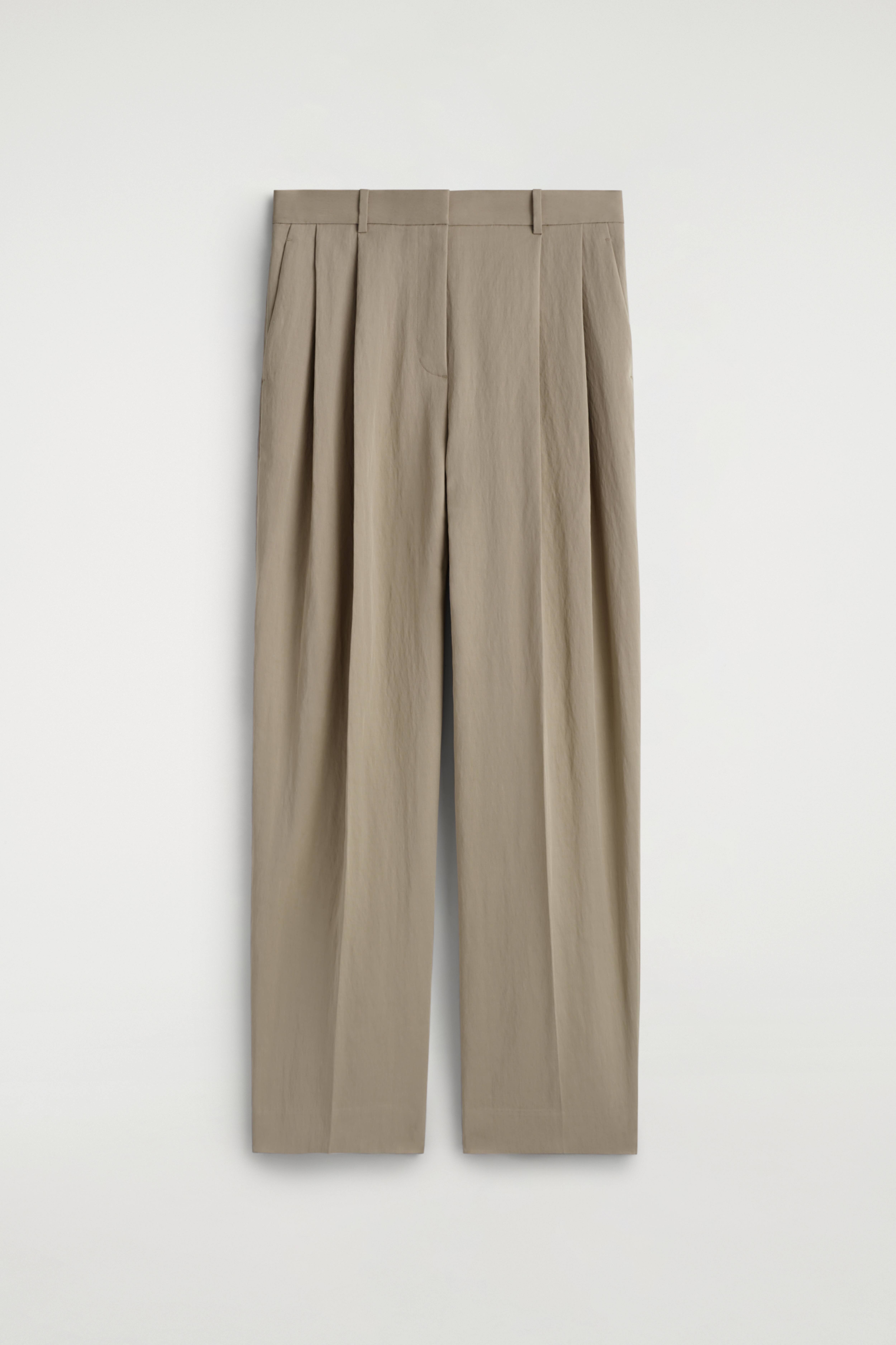PANTALONI LARGI CU PICIOARE FLUIDE ȘI CROIALĂ LEJERĂ - BEJ/BURGUNDIA/NEGRU