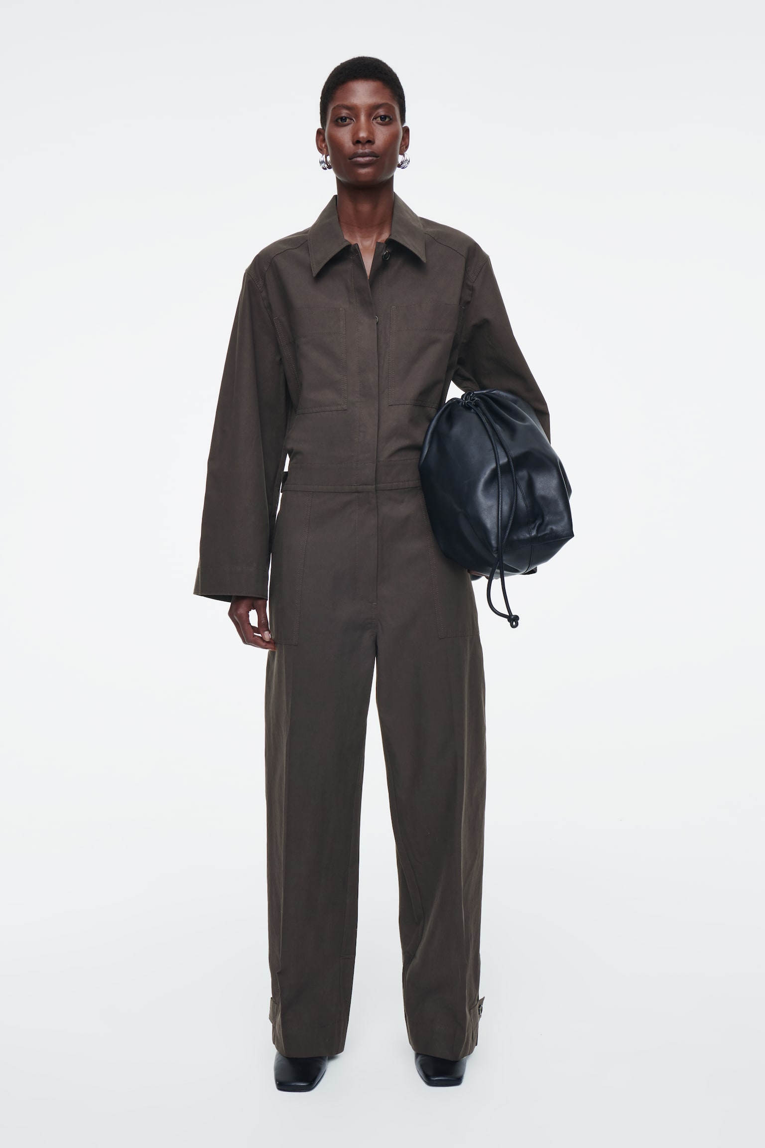 TWILL BOILERSUIT - DARK BROWN - 1