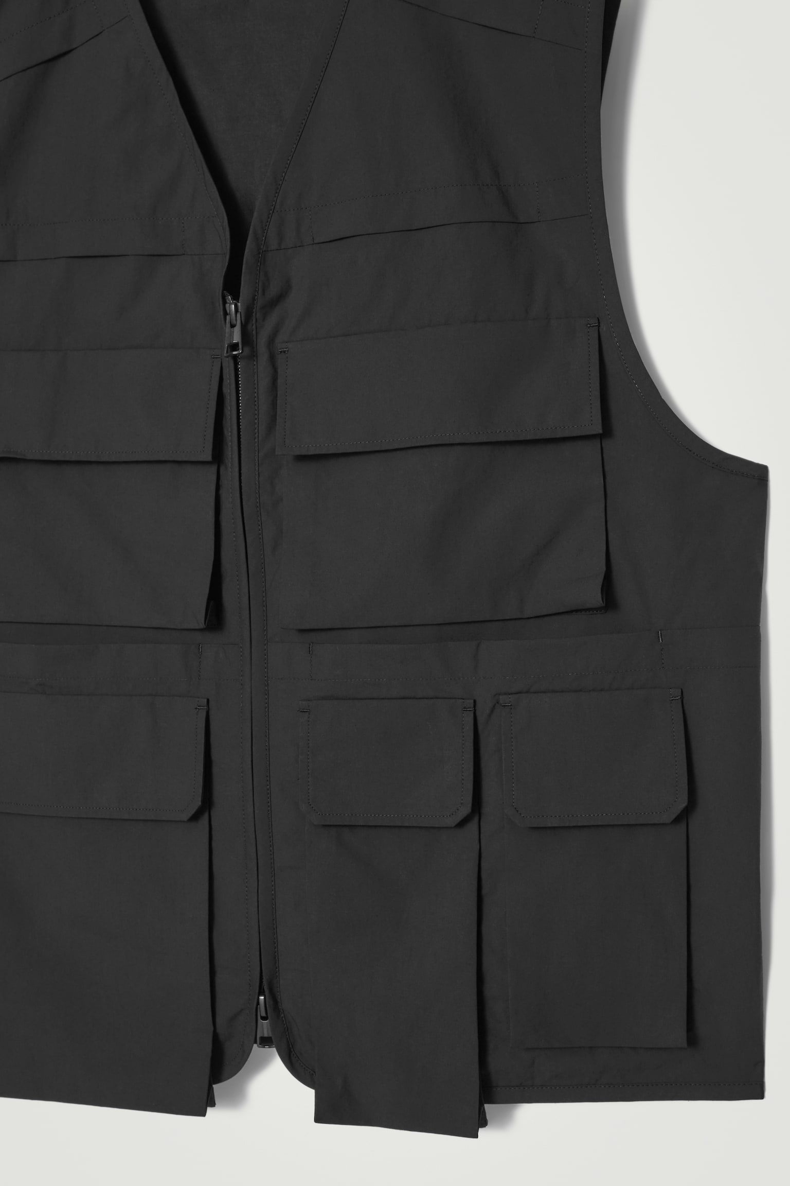 COTTON UTILITY GILET - BLACK - 4