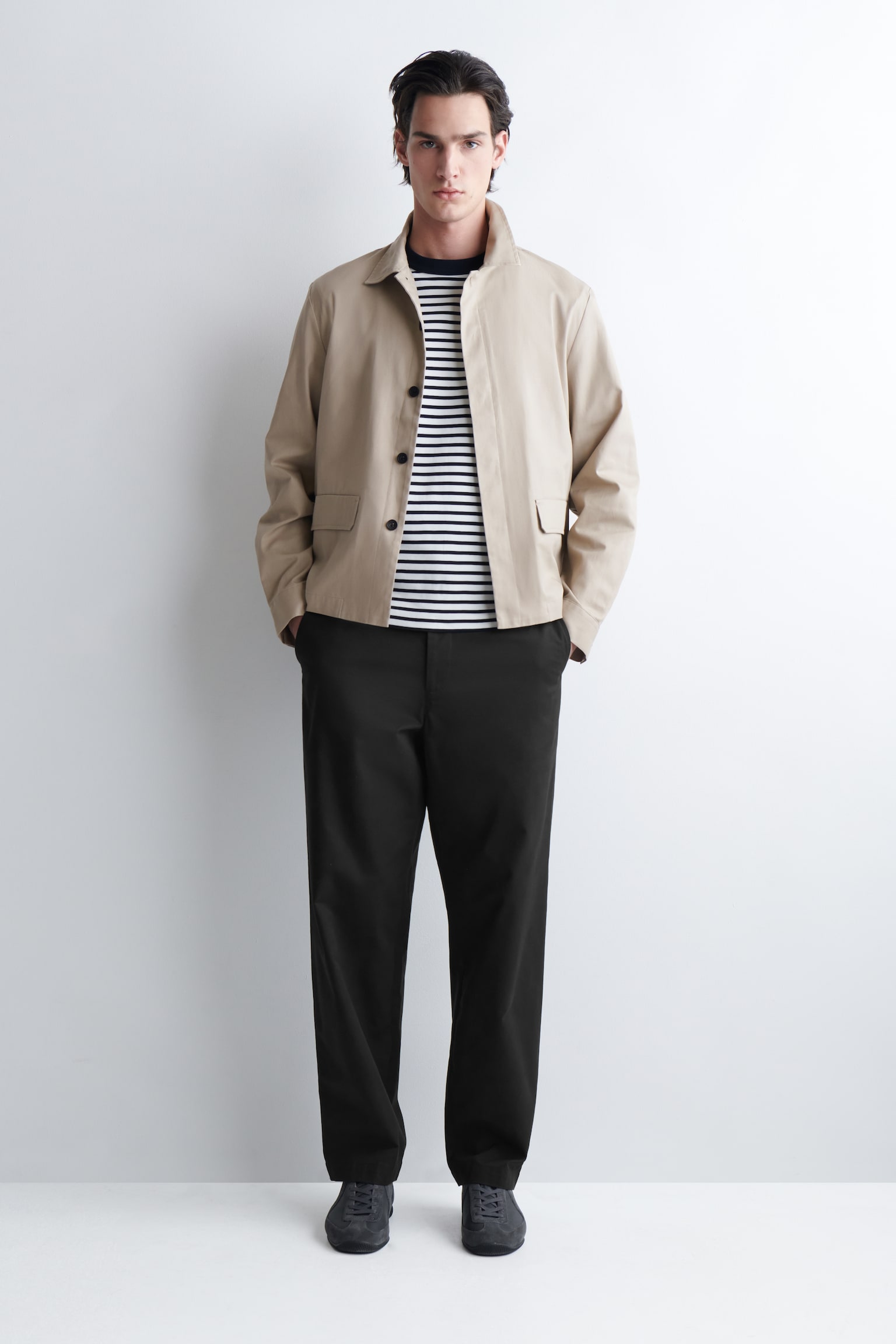 T-SHIRT I INTERLOCK-BOMULD MED CREWNECK - MARINEBLÅ / HVID / STRIBET/HVID/SORT/MARINEBLÅ/LYSEGRÅ - 5