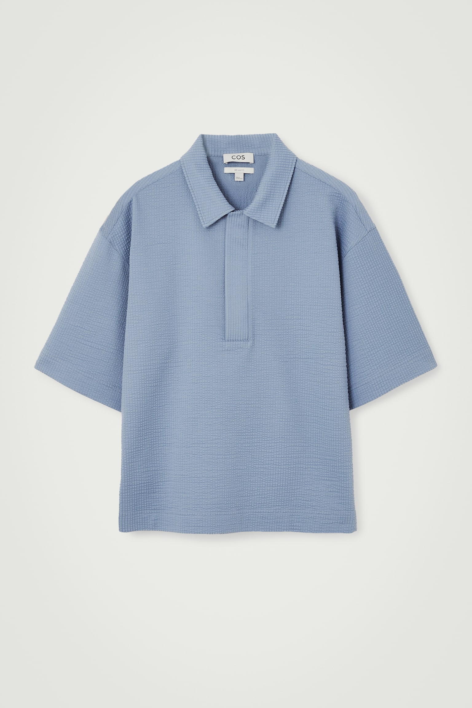 SEERSUCKER HALF-ZIP POLO SHIRT - LIGHT BLUE/WHITE - 2