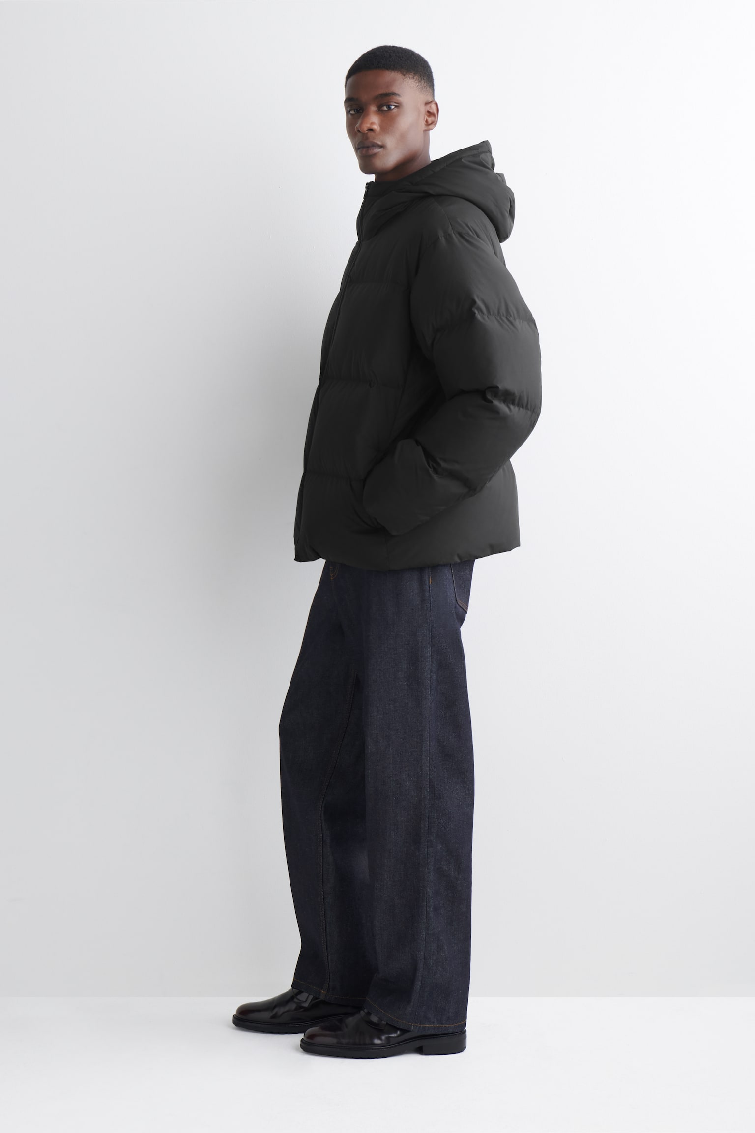 KORT DUNJACKA MED HUVA - SVART/MÖRKGRÖN/MÖRKBRUN - 5