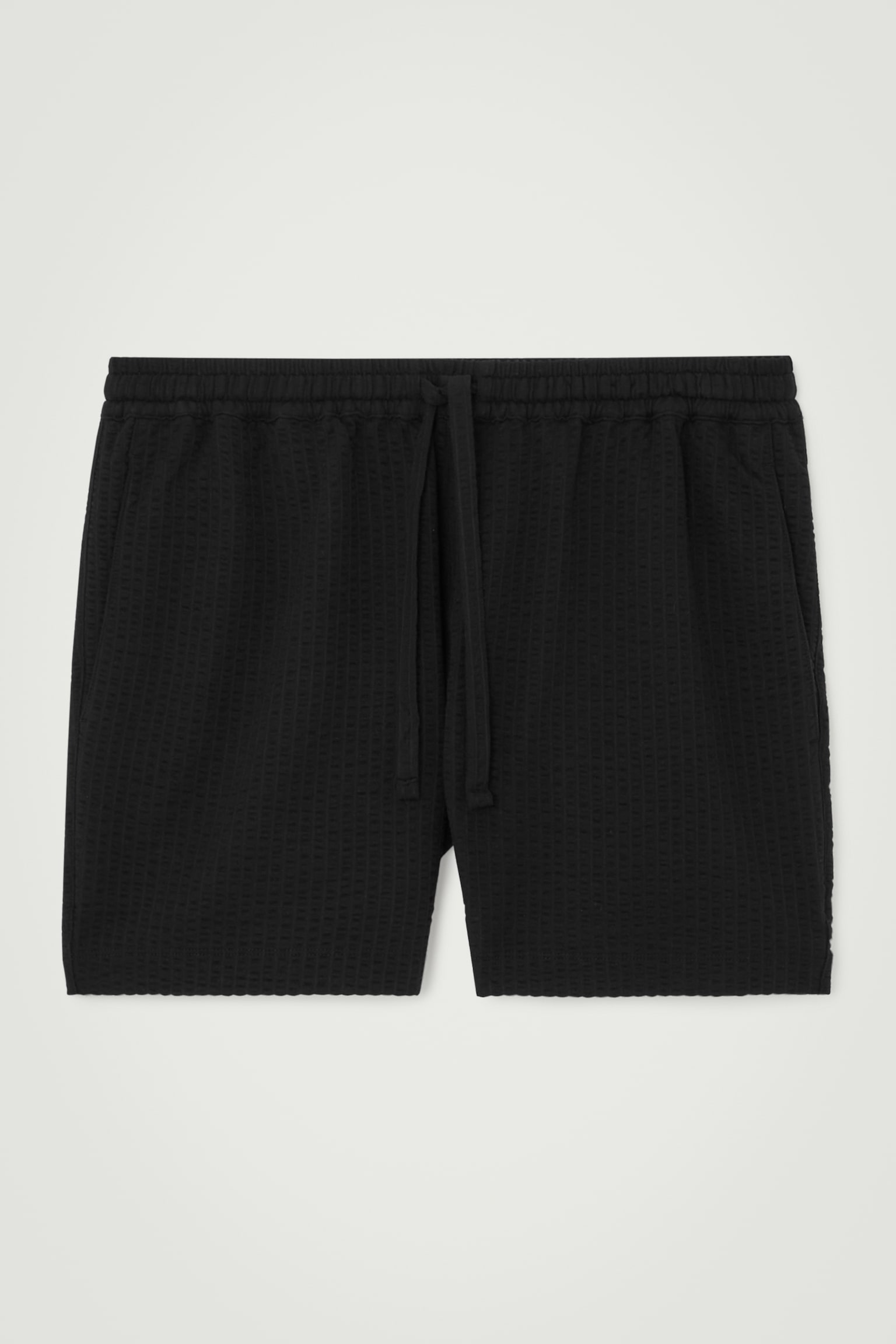 SEERSUCKER ELASTICATED SHORTS - BLACK/GREY - 2