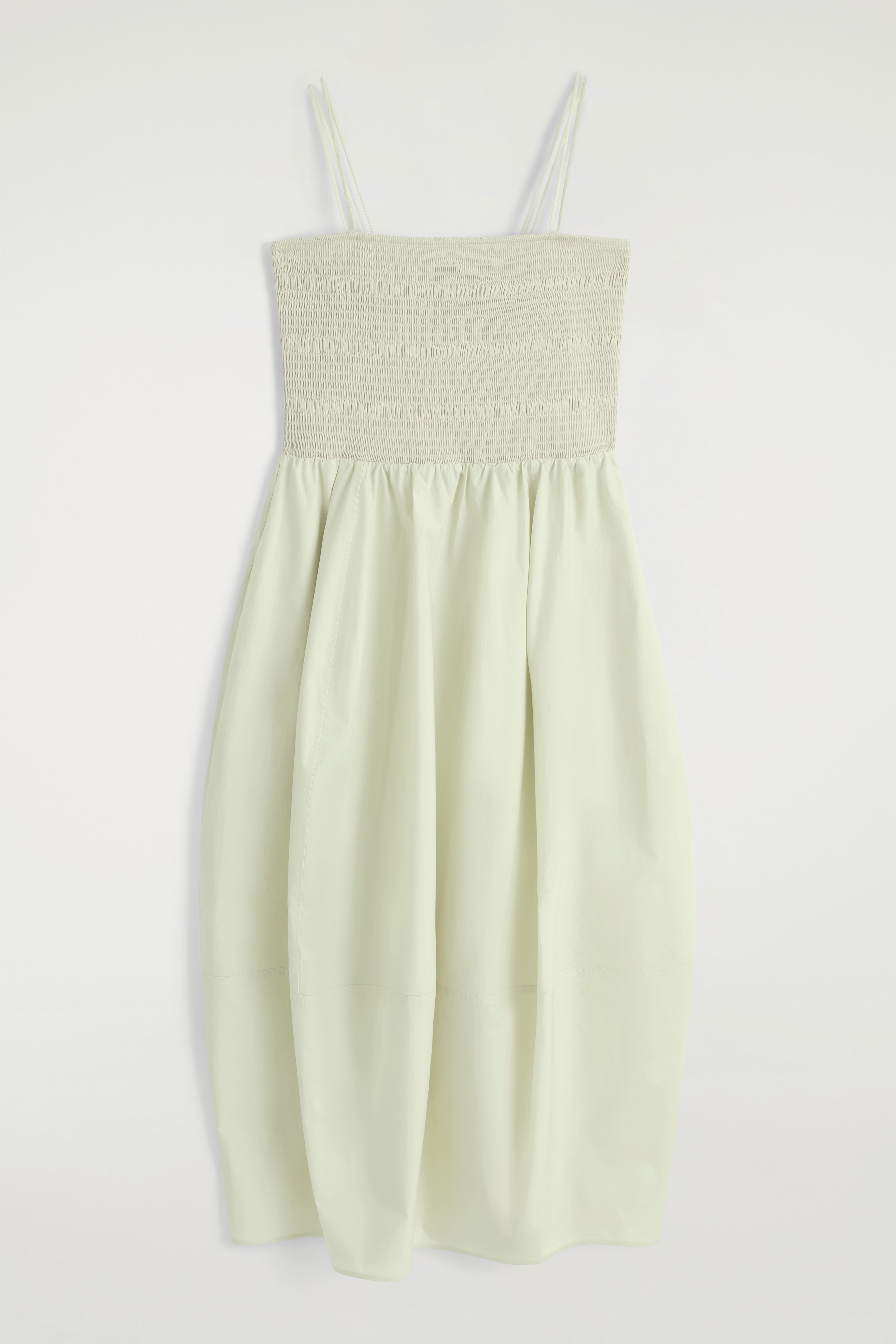 SMOCKAD MIDIKLÄNNING - LJUSGRÖN