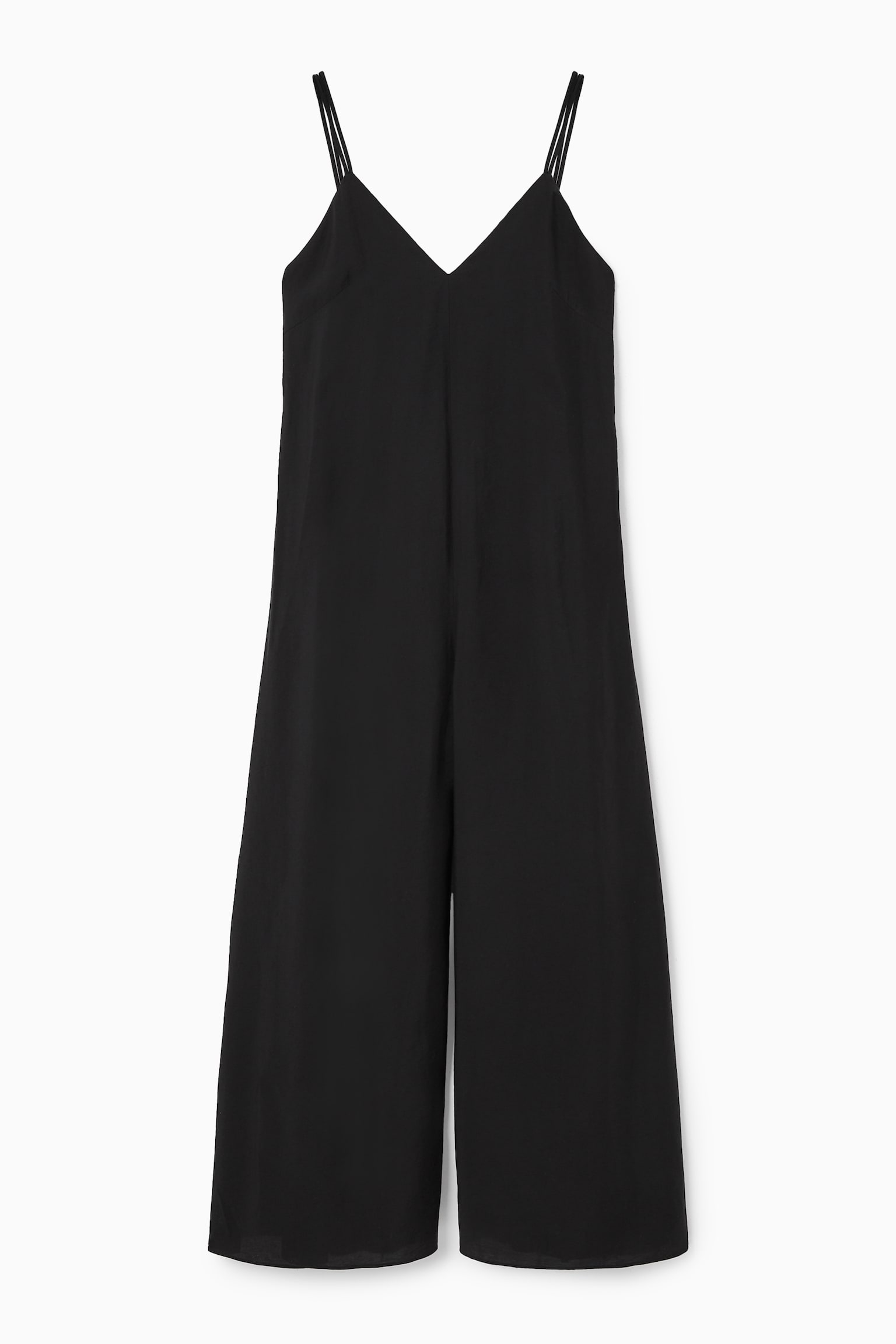 V-NECK WIDE-LEG JUMPSUIT - BLACK - 2