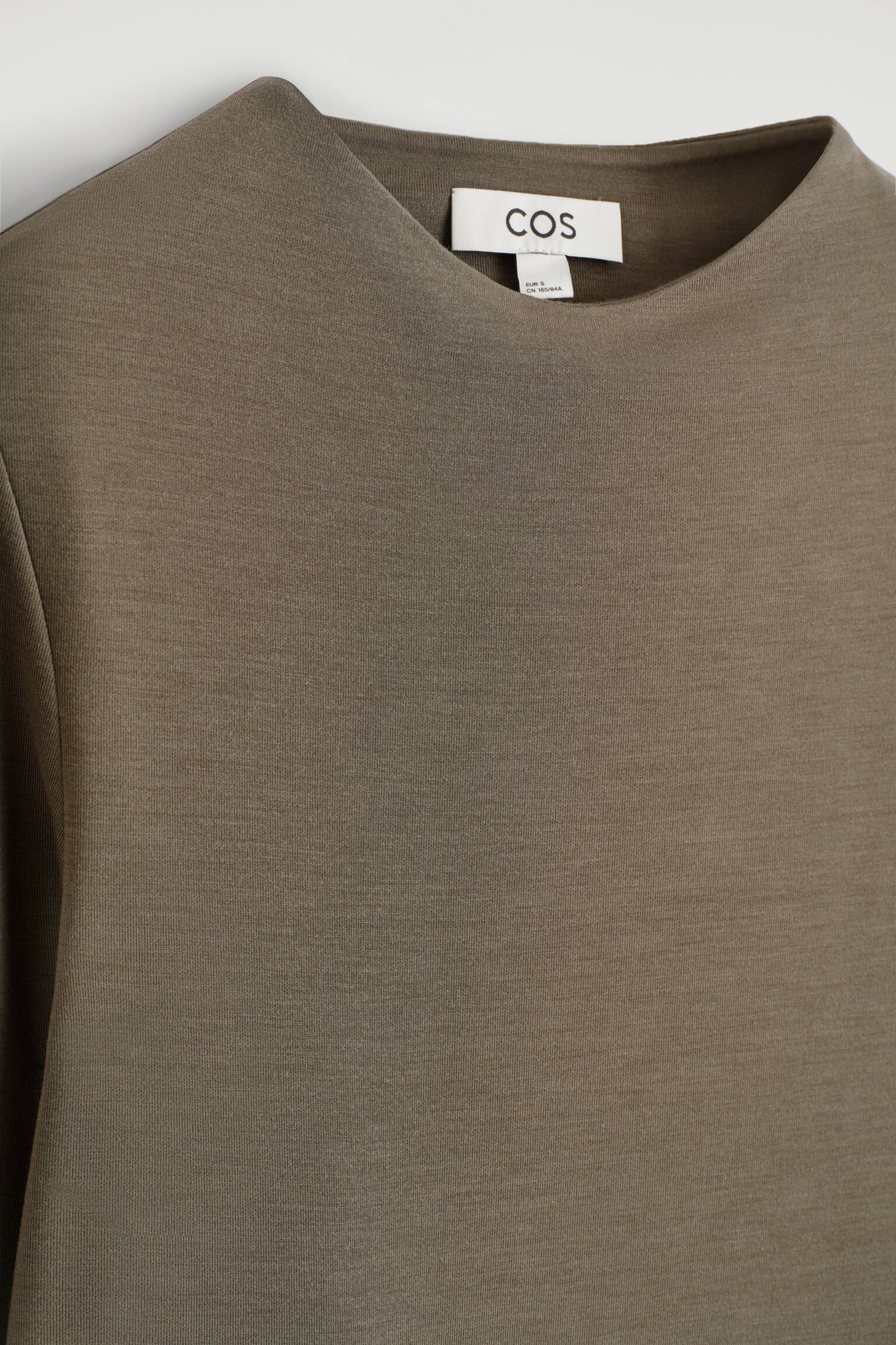 TOP MET AFRONDINGEN AAN DE MOUWEN - DONKER KHAKI/ZWART - 3