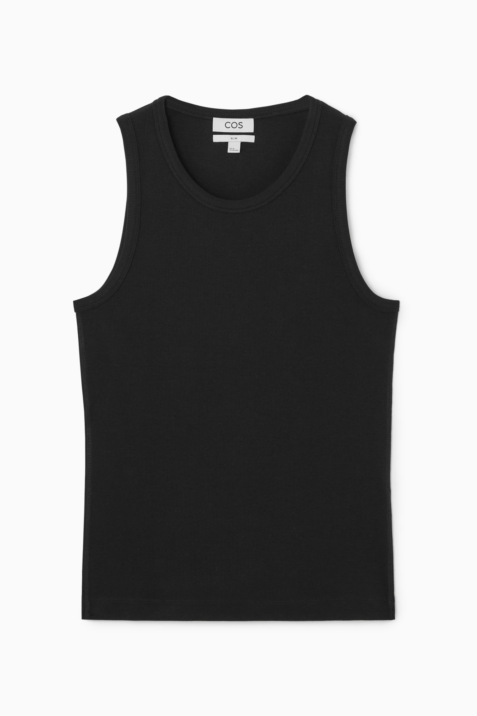 SLIM RIBBED COTTON TANK TOP - BLACK/WHITE - 2