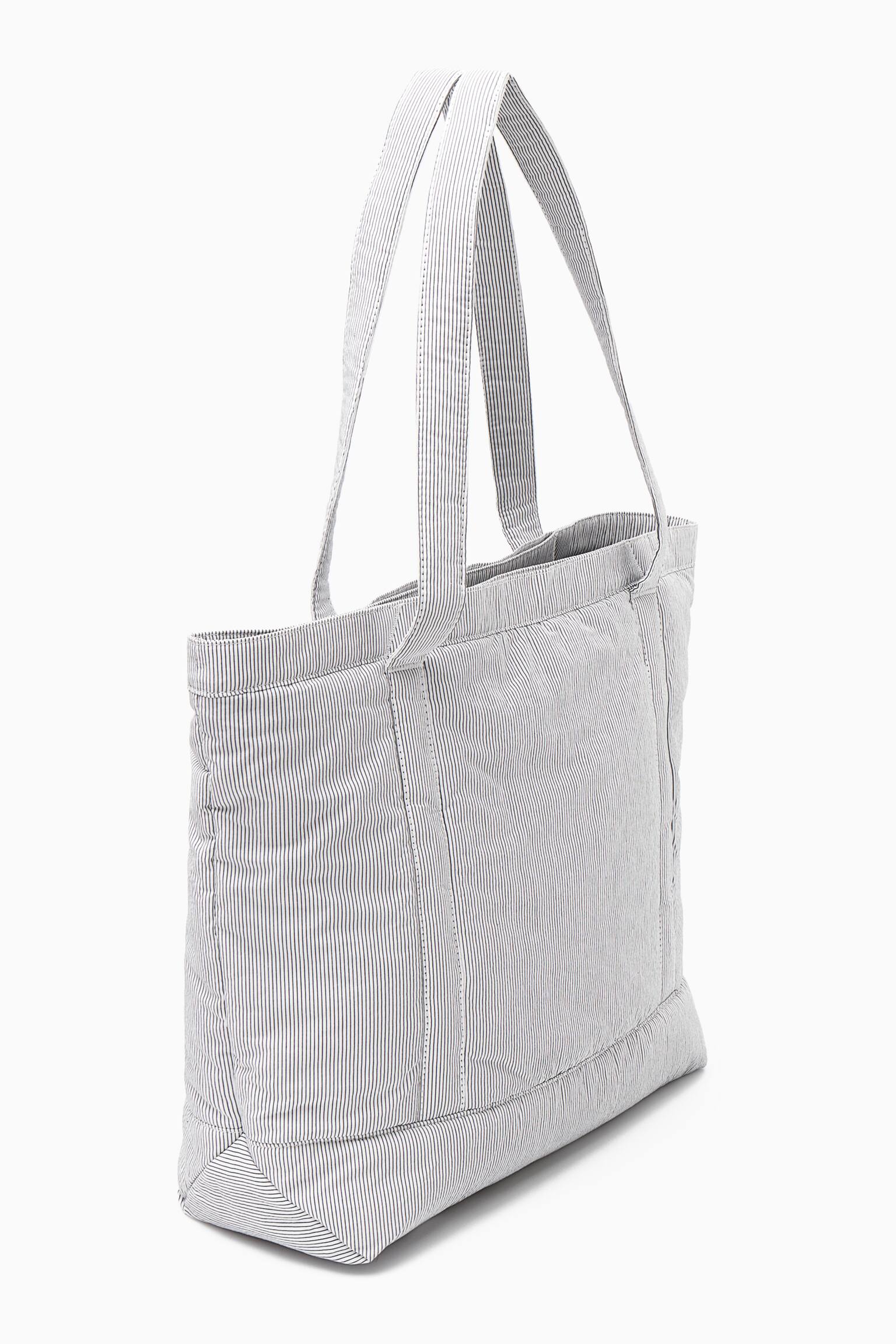 STRIPED PADDED TOTE - LIGHT GREY - 2