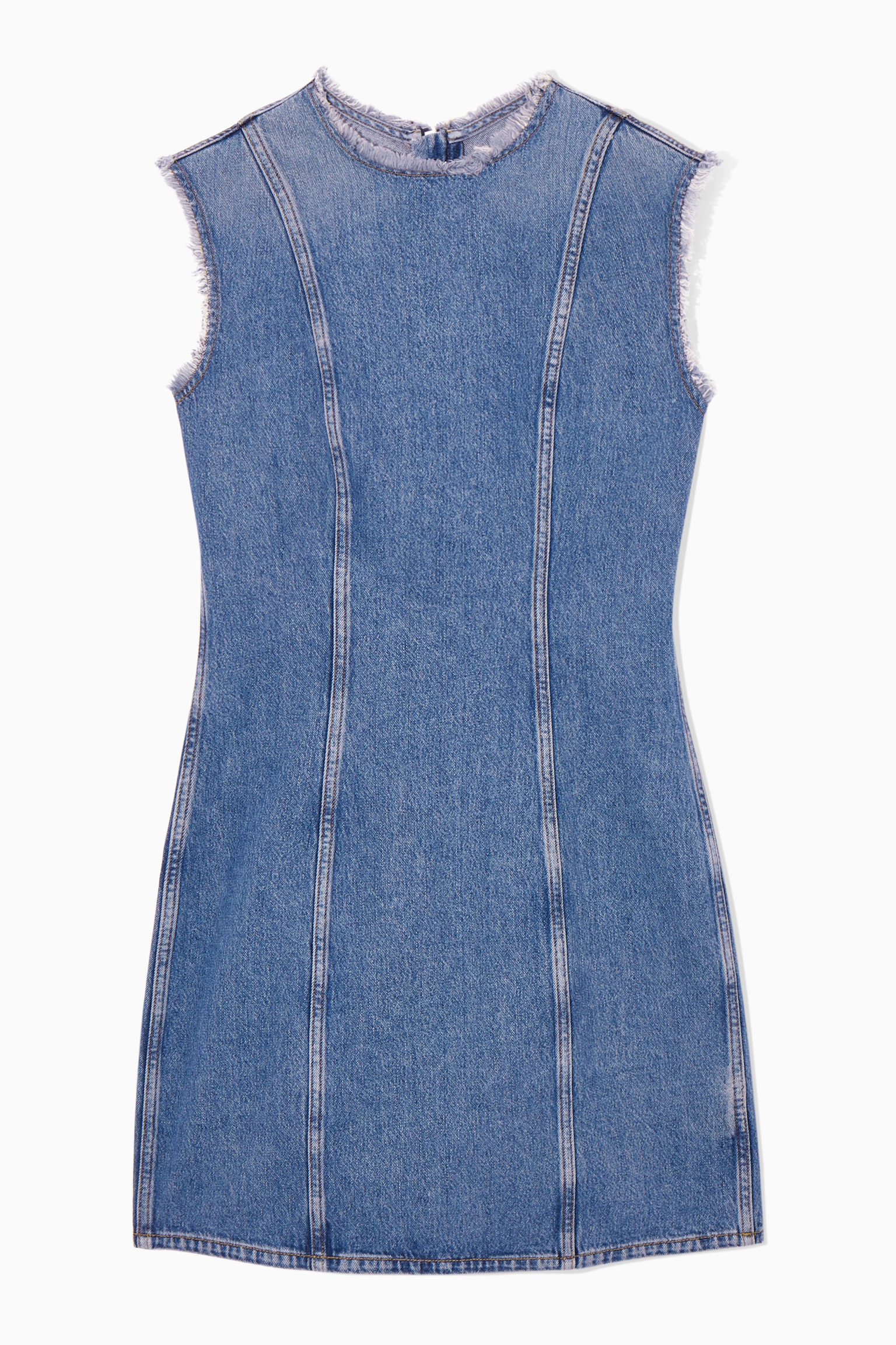 PANELLED DENIM MINI DRESS - BLUE - 1