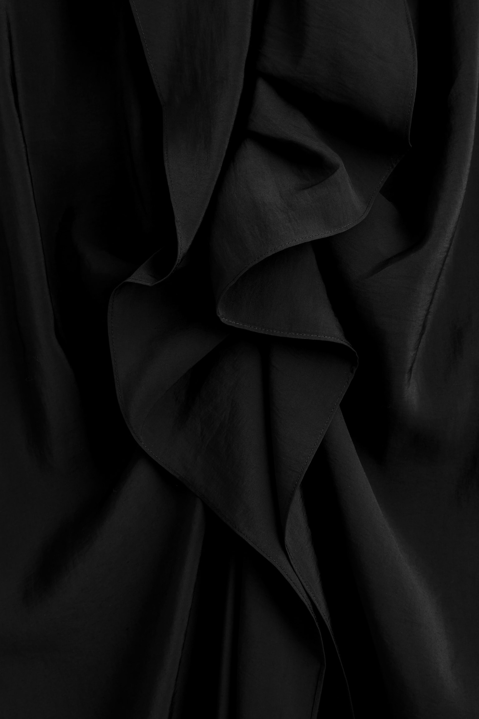 RUFFLED DRAPED MIDI DRESS - SORT - 7
