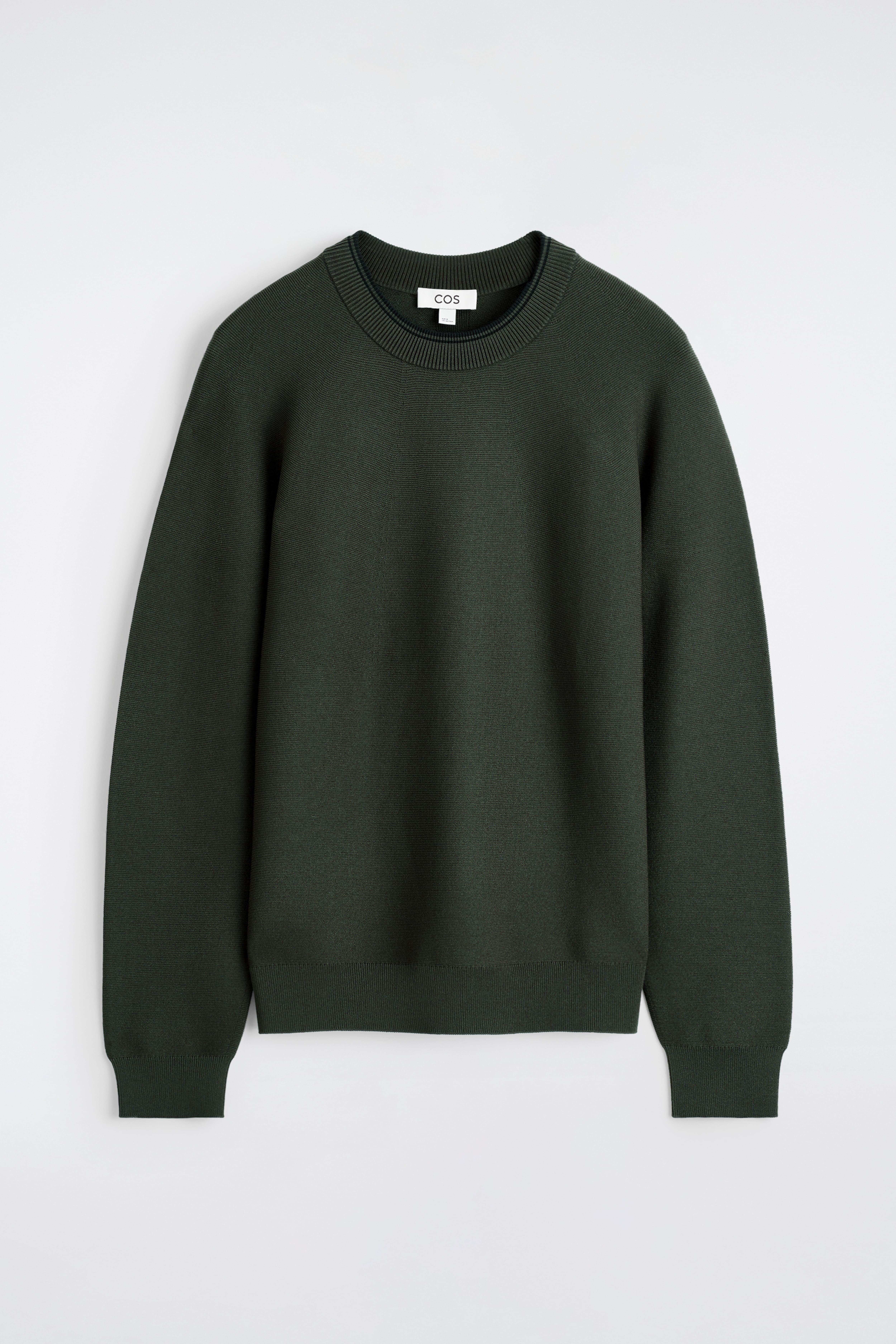 Trui met ronde hals en contrasterende bies - GROEN / ZWART