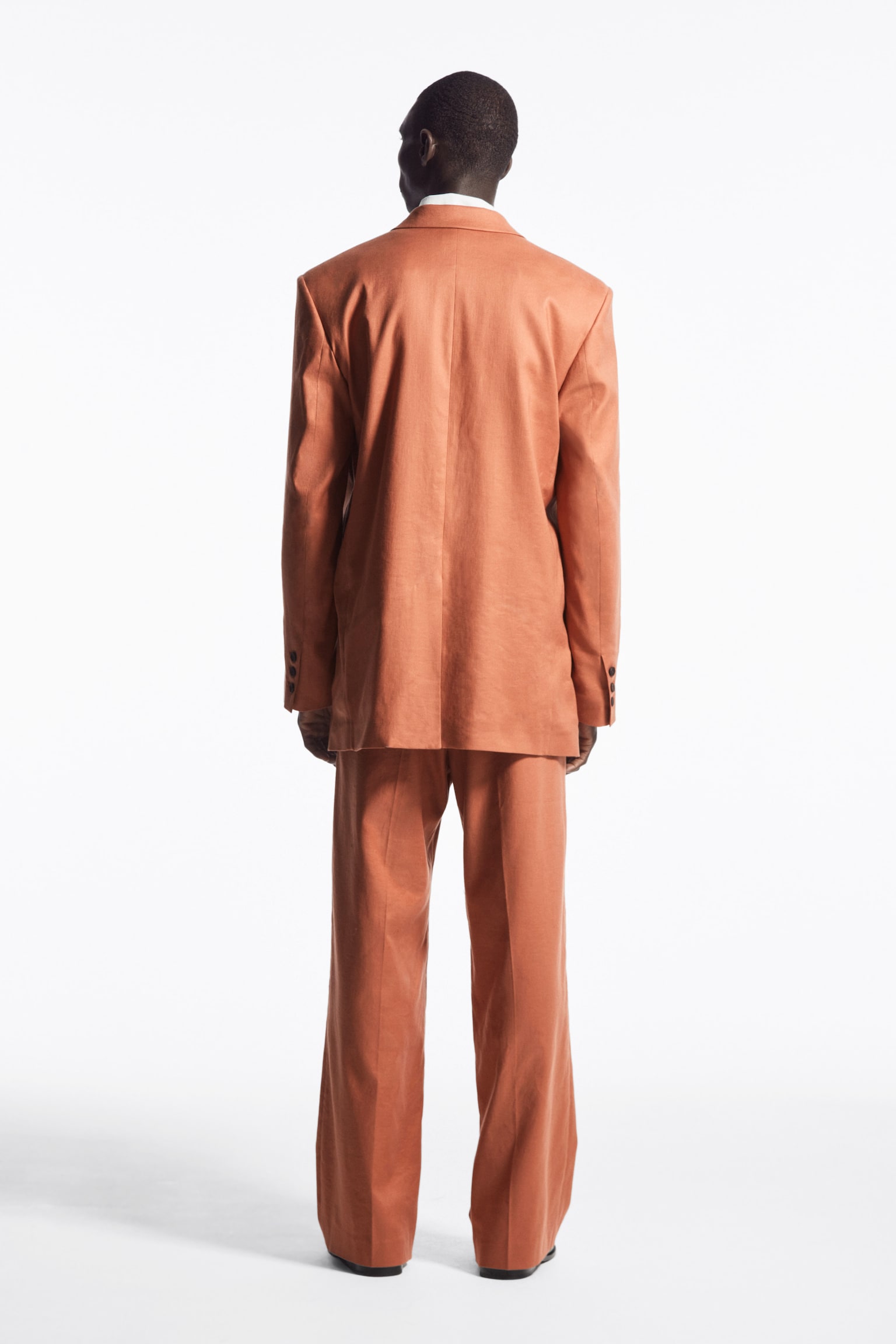 RELAXED LONGLINE SINGLE-BREASTED BLAZER - TERRACOTTA/BLACK - 4