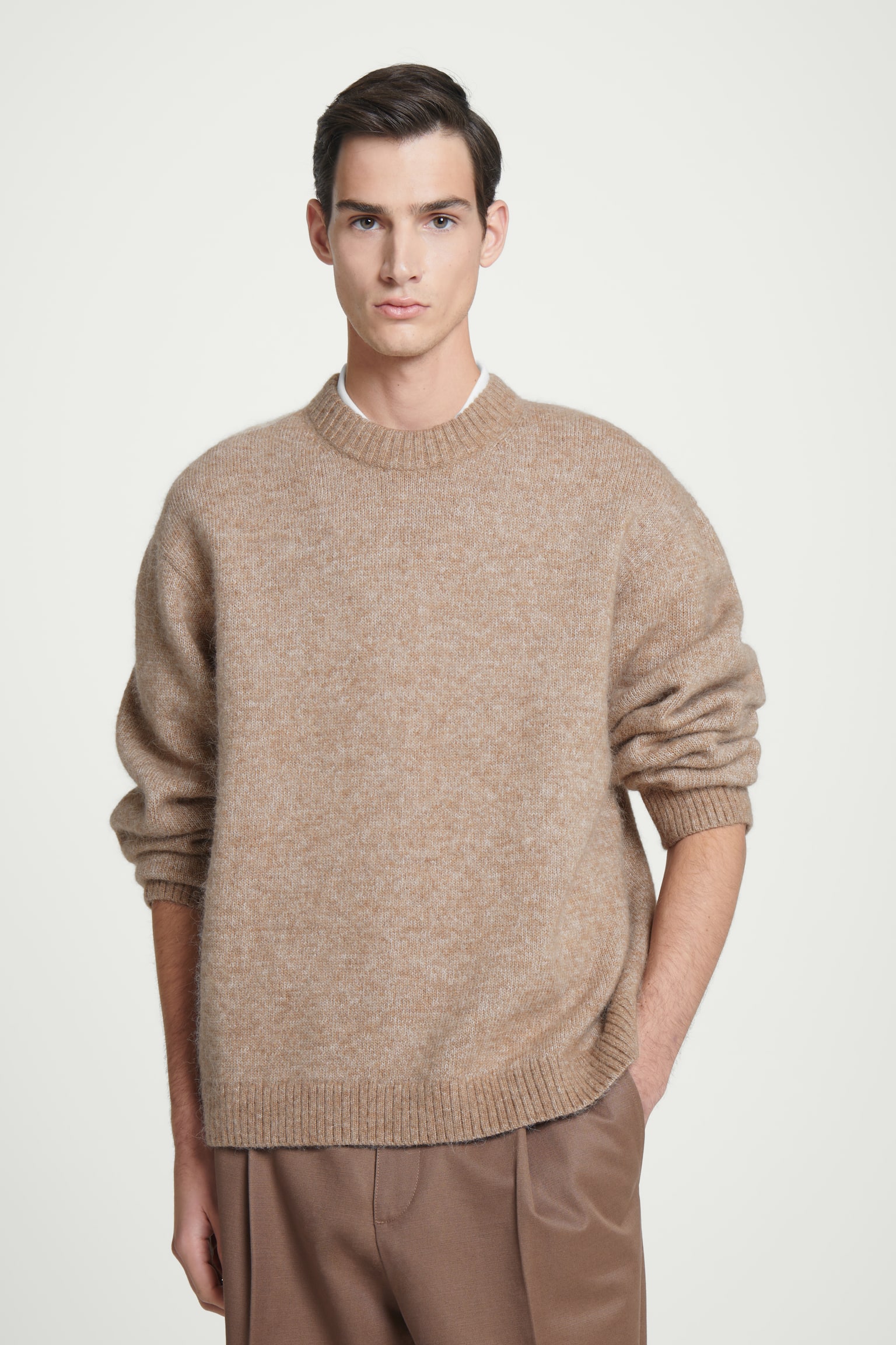 OVERSIZED ALPACA-BLEND JUMPER - BEIGE MÉLANGE/BLUE MÉLANGE